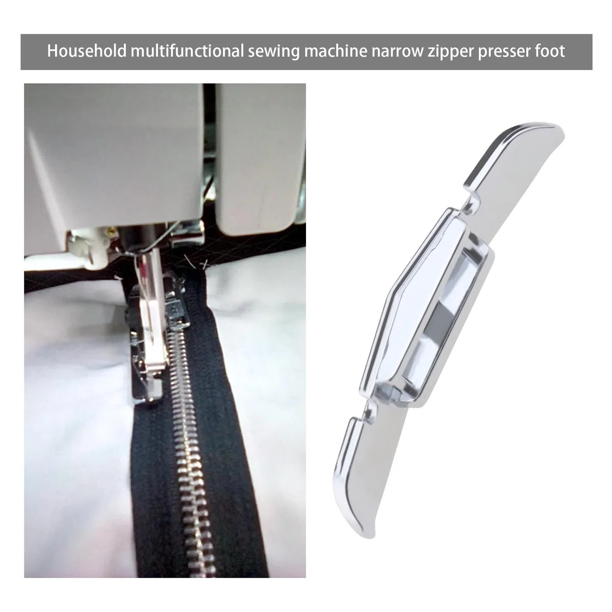 OTOTEC Prensatelas para cremallera estrecha 4125657-45 compatible con Husqvarna Grupo vikingo 1-8 Y modelos D Pies de cremallera estrechos de metal plateados