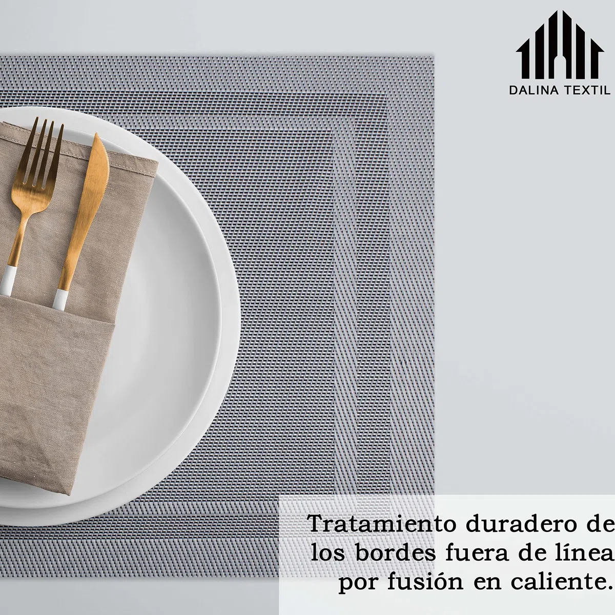 DALINA Textil- Salvamanteles Individuales Juego de 6 - Manteles Individuales Antideslizante, Resistentes al Calor, Lavables para Cocina y Comedor 30x45CM,6 Unidades Gris