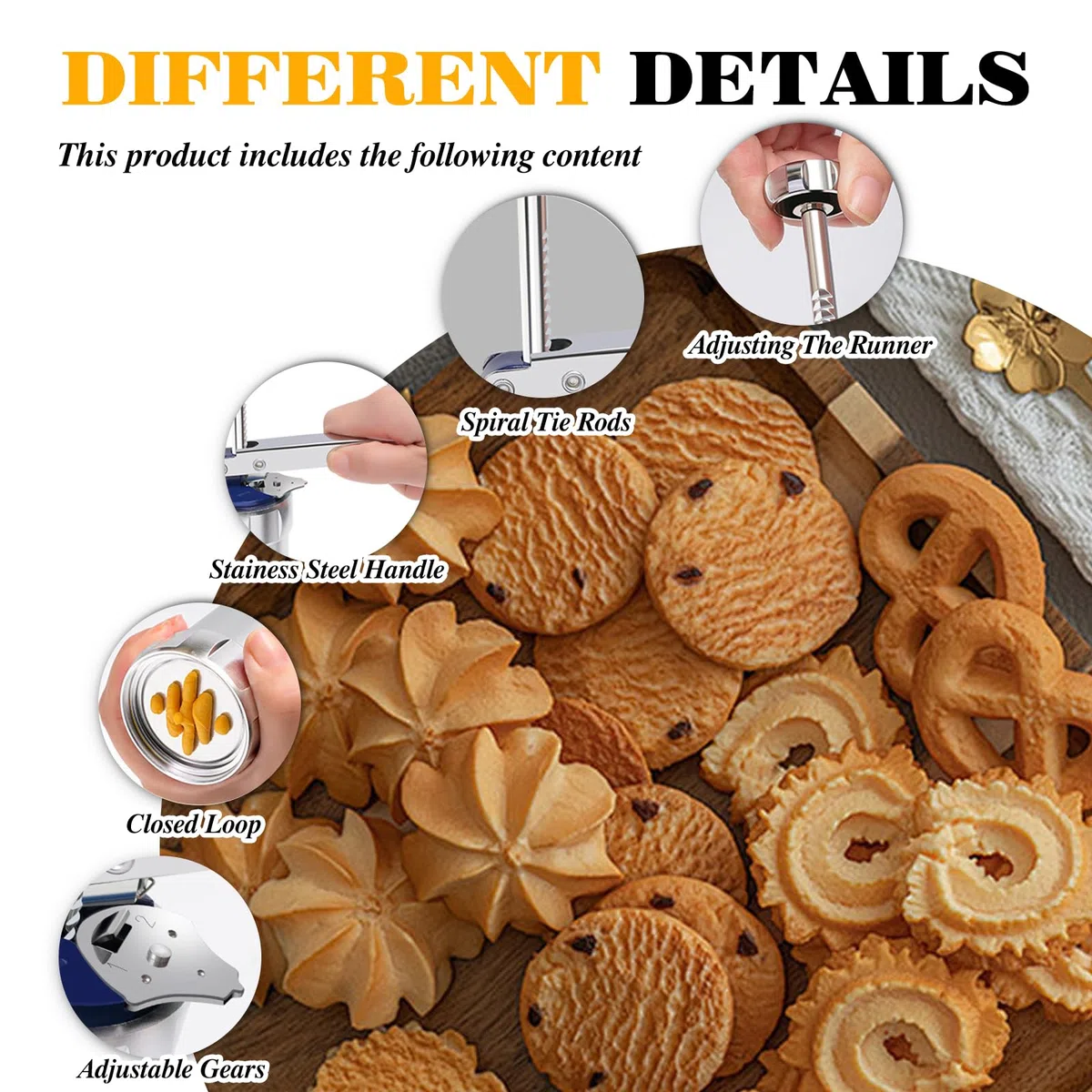 Prensa de pastelería, prensa de repostería con 20 plantillas y 8 boquillas y jeringa para galletas, galletas, pasteles y churros, máquina para hornear y decorar pasteles y tartas