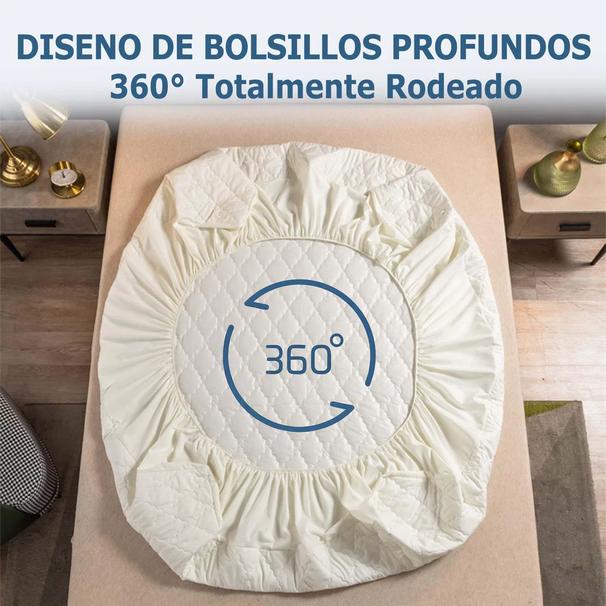 Protector Colchon 150x200 cm - Impermeable & Acolchado Funda Colchon para Cama 150cm, Colchones de hasta 27 cm, 100% Poliéster + PU, Khaki