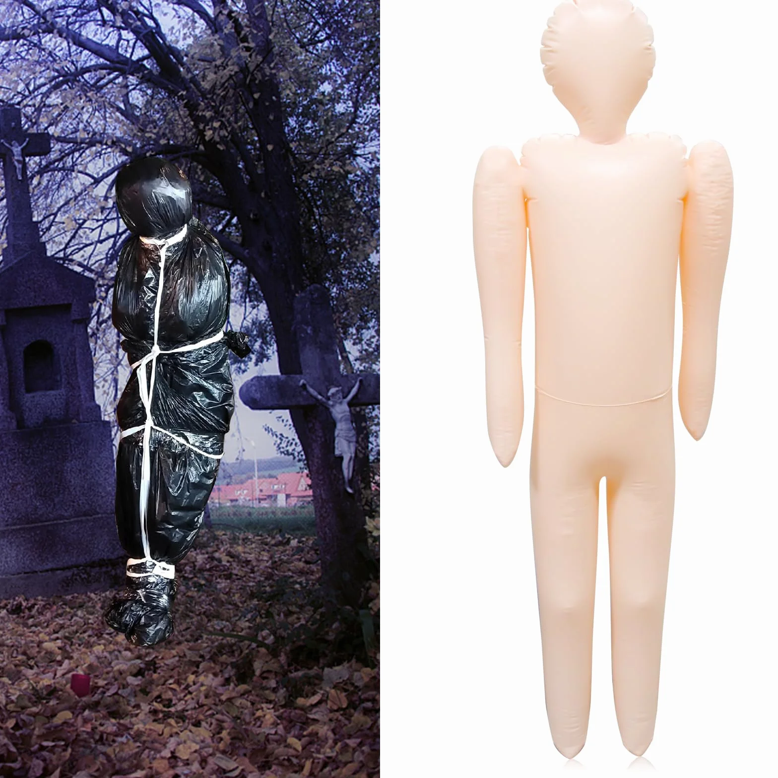 Maniquí de cuerpo inflable de tamaño completo, cadáver de Halloween, decoración de patio de Halloween, muñeco inflable de cuerpo muerto para disfrazarse y exhibición de disfraces para decoraciones