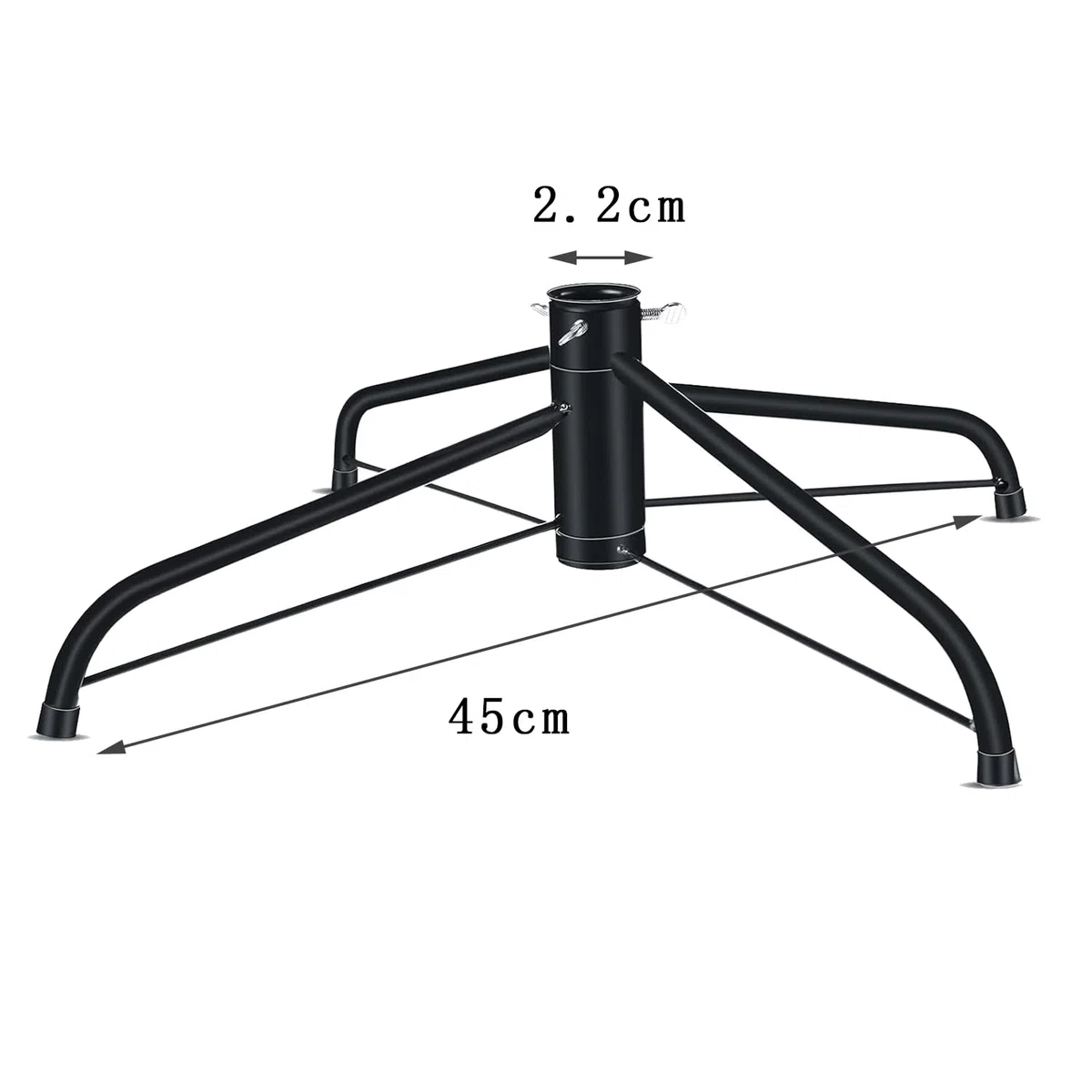Soporte para árbol de Navidad, soporte plegable para árbol de Navidad (largo 43 cm, Ø 2.2 cm) de metal con base de goma antideslizante, soporte para árbol de Navidad para árboles de 0.9 m - 1.8 m