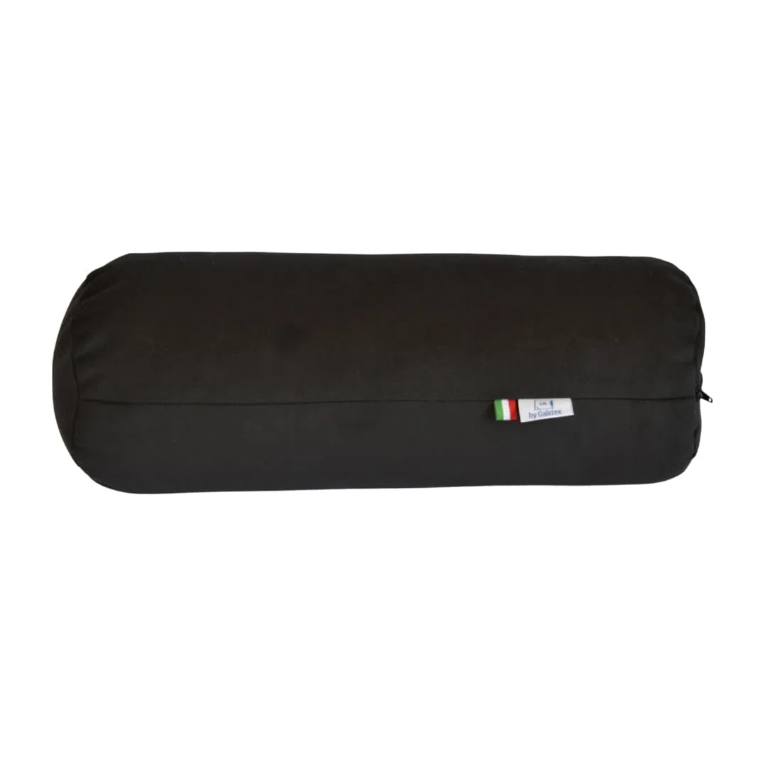 GM Almohada cilíndrica Cervical para Cuello, Espalda y piernas 40x15 cm Fabricada en Italia con Funda de Tela Resistente al Agua y a Las Manchas, Negro