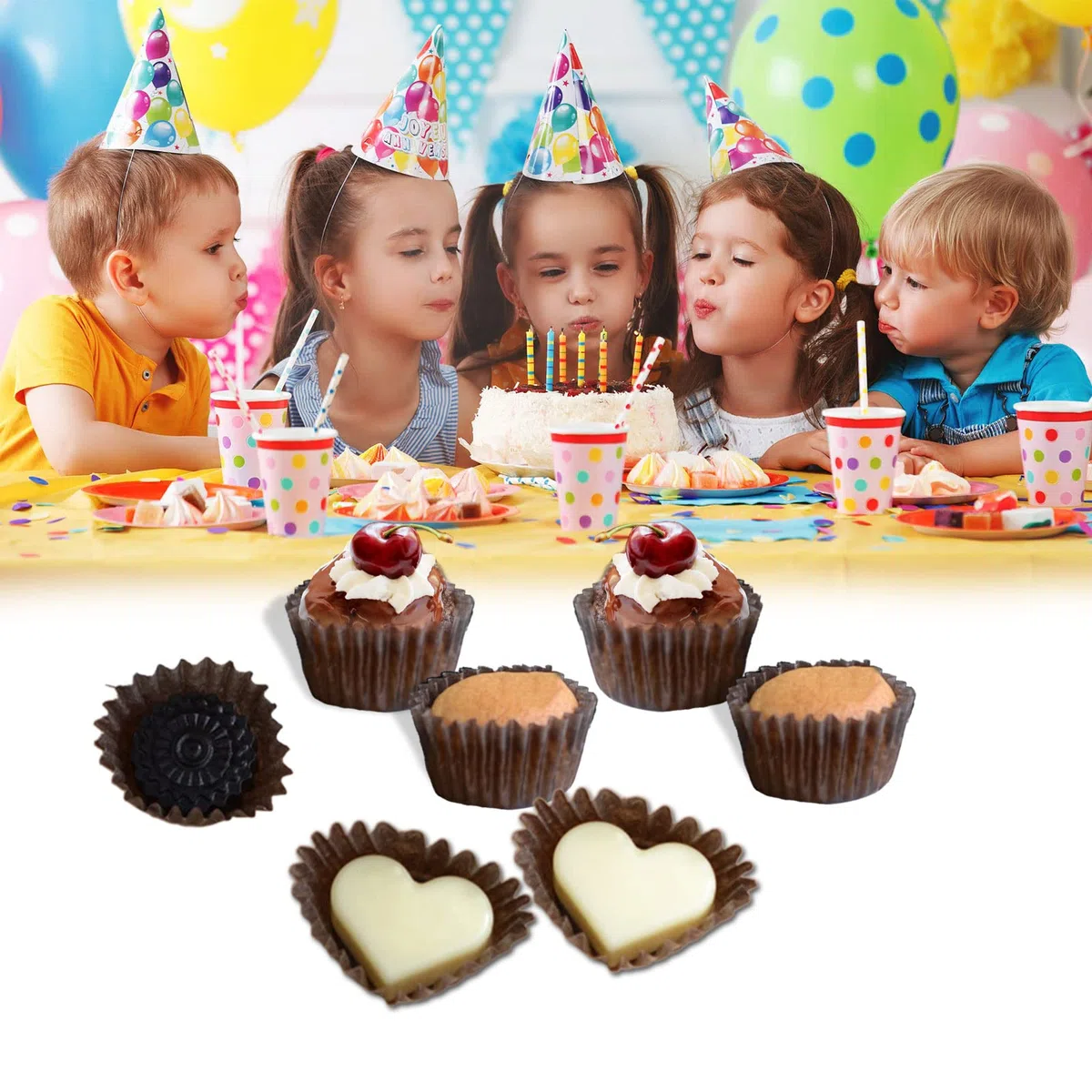 VIKSAUN Pack de 1000 Mini moldes de Papel Moldes Papel para Magdalenas Papeles para Cupcakes 1 * 0.75 in hornear magdalenas para hornear, cumpleaños, fiestas (Brown)