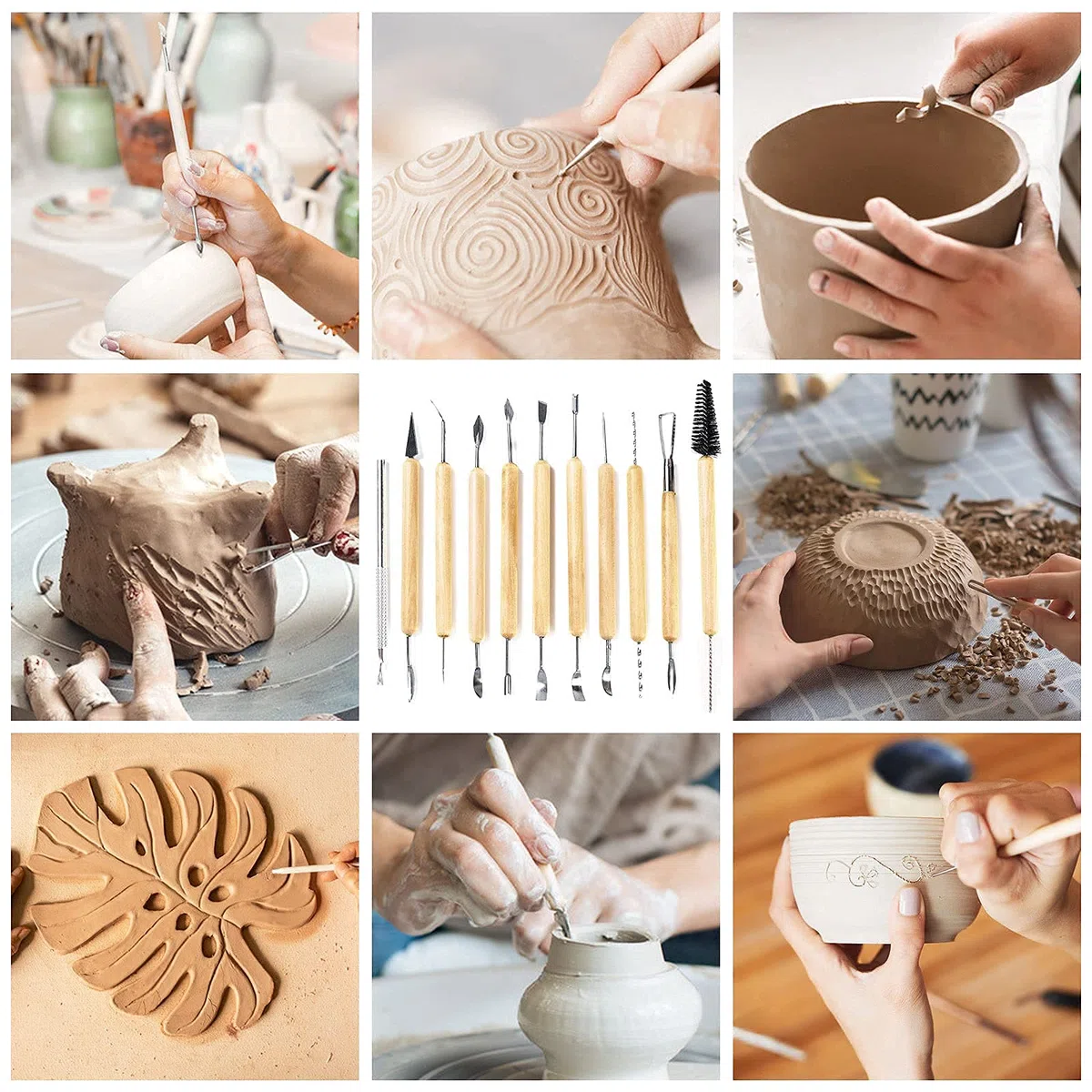 Herramientas de escultura,37pcs Herramientas de Arcilla, herramientas de modelado,Herramientas Arcilla para arcilla,cerámica,obras de arte y manualidades navideñas