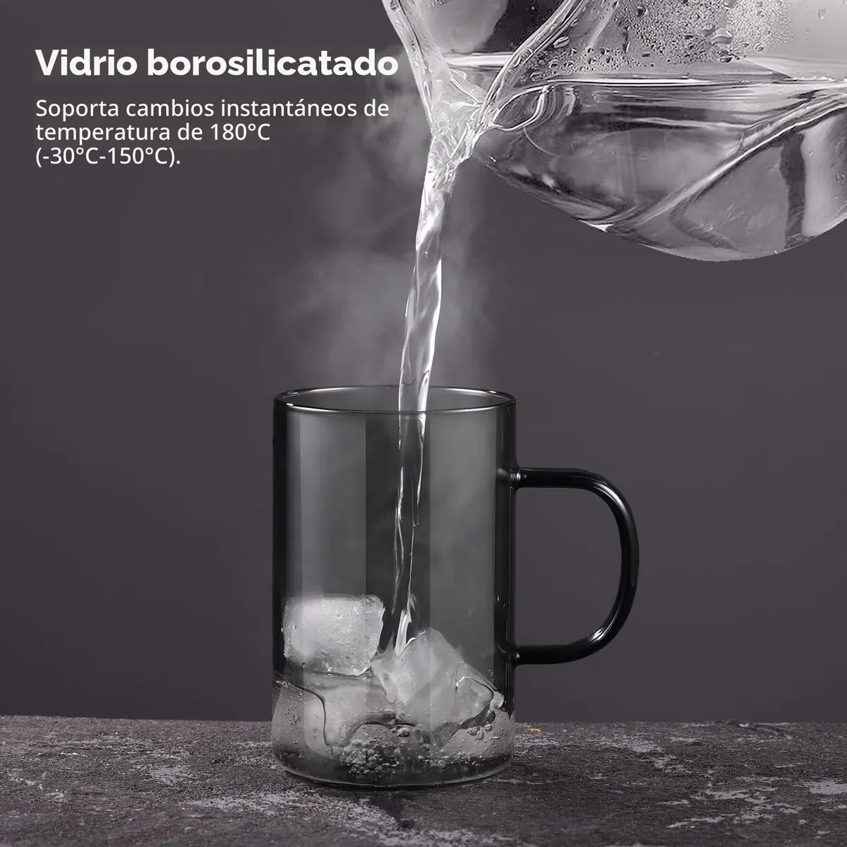 ecooe 500 ml Taza de té de cristal negro con colador y tapa, vaso de té con asa, taza de té de borosilicato con filtro de té