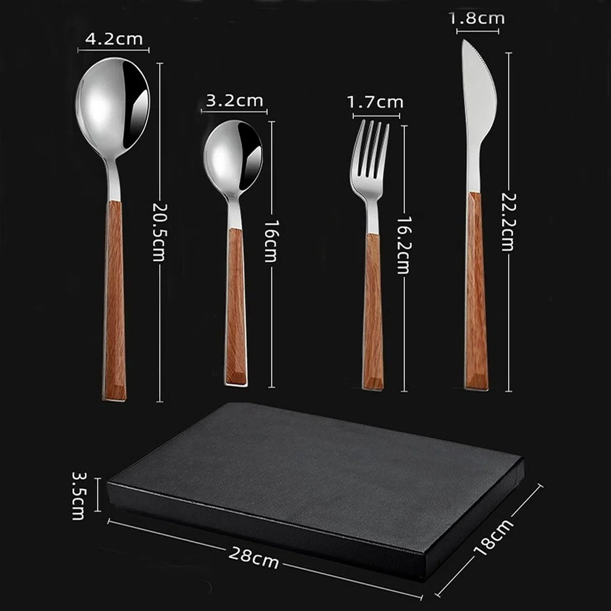 Conjunto de cubiertos de cubiertos de acero inoxidable Conjunto de cubiertos de acero inoxidable CUCHILLO CUCHILLO Tenedor Cuchara Cucharada Cucharada Cucharadita (Color : Black)