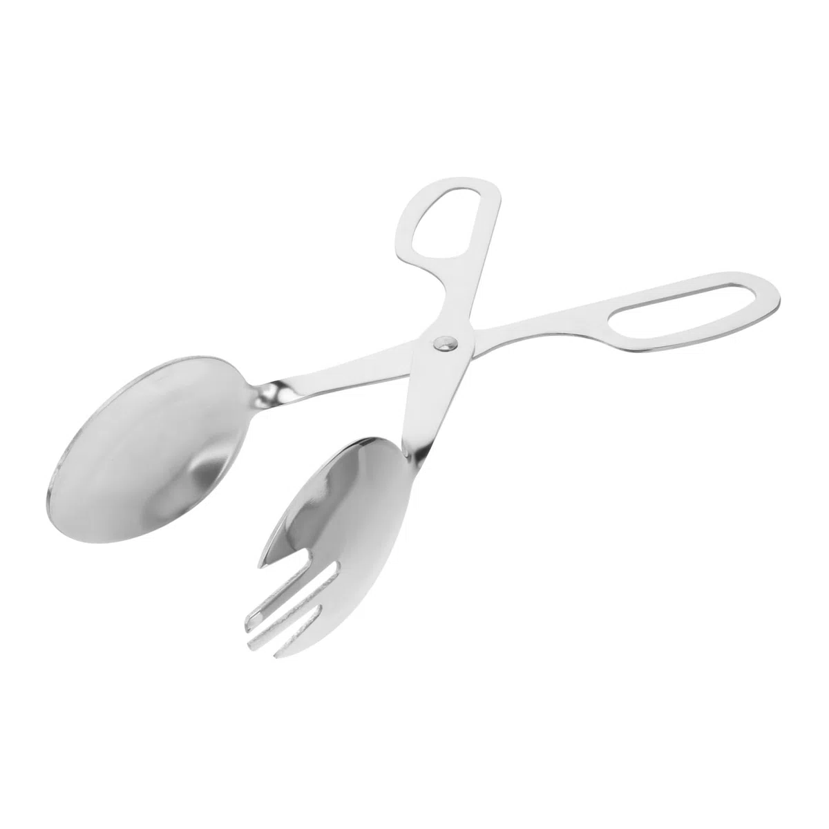 Pinzas para Ensalada de Acero Inoxidable Mango Tipo Tijera, Tenedor y Cuchara Plateados para Servir Ensalada y Carnes Cocina