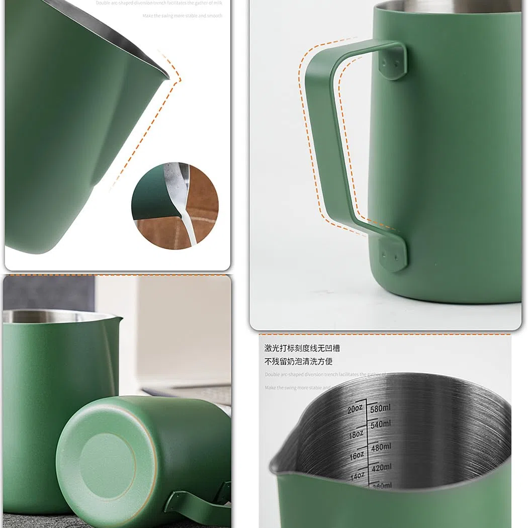 Jarra de acero inoxidable para cocinar al vapor, jarra de espuma para café, leche, jarra de vapor para café, jarra de vapor de café, morado, 20 onzas (600 ml)