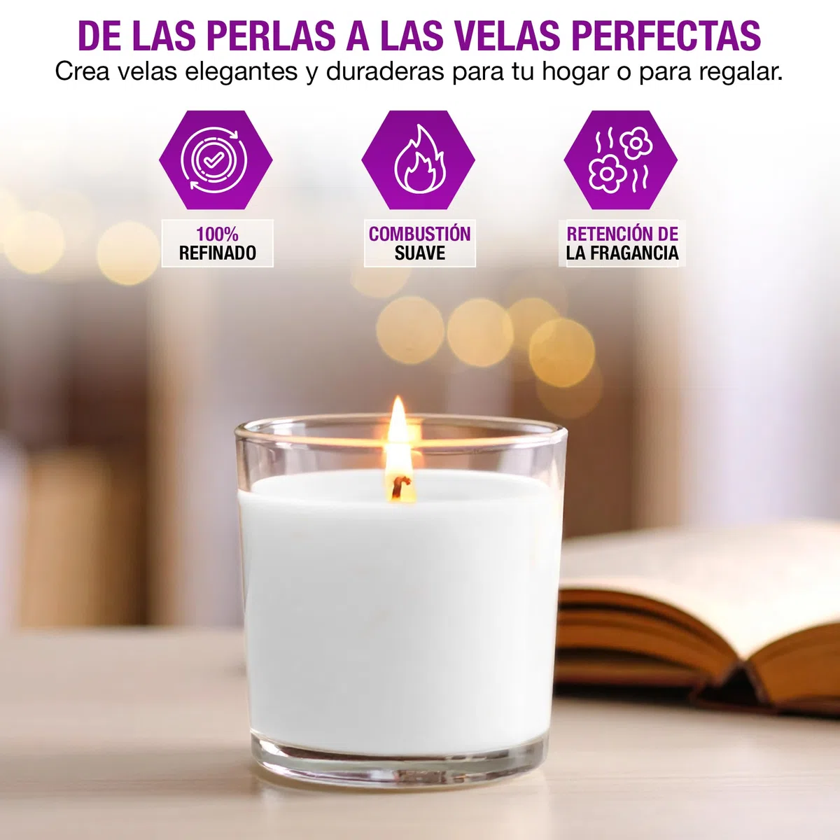 WAXIM Cera de Parafina 1,85 kg en Perlas Blanca | Parafina Refinada para Velas Caseras y Artesanales | Cera Granulada para Velas Aromáticas, DIY, Manualidades y Velas Decorativas y economicas