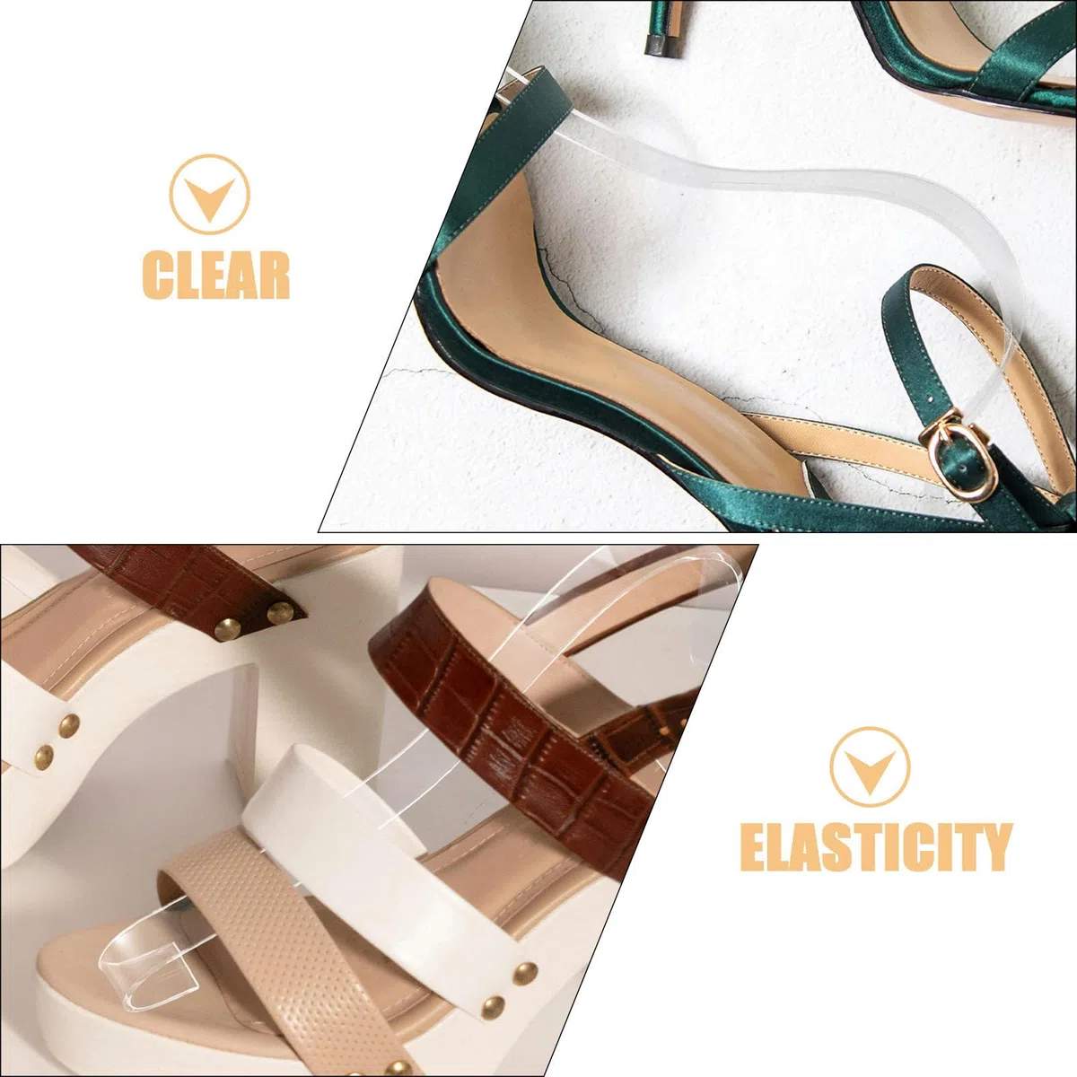 MAGICLULU Expositor de Calzado Acrílico Transparente 20 Piezas Soporte Elástico para Sandalias y Tacones, Organizador para Exhibición en Tiendas y Almacenamiento en Casa