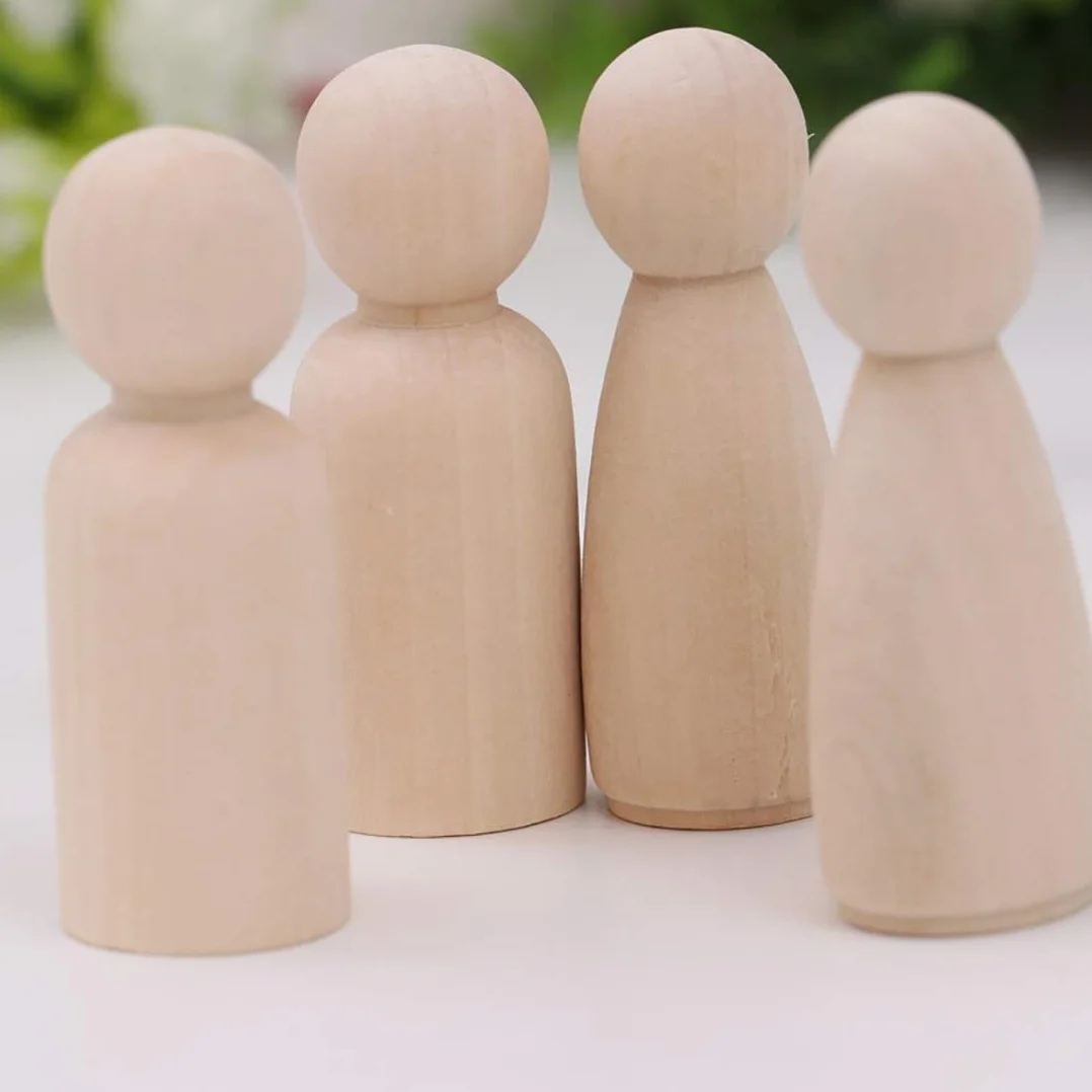 LUUFAN 20 muñecas de madera sin terminar de 65 mm, para mujer, macho, cuerpos lisos, muñecas de ángel para manualidades, bodas, fiestas (paquete de 20)