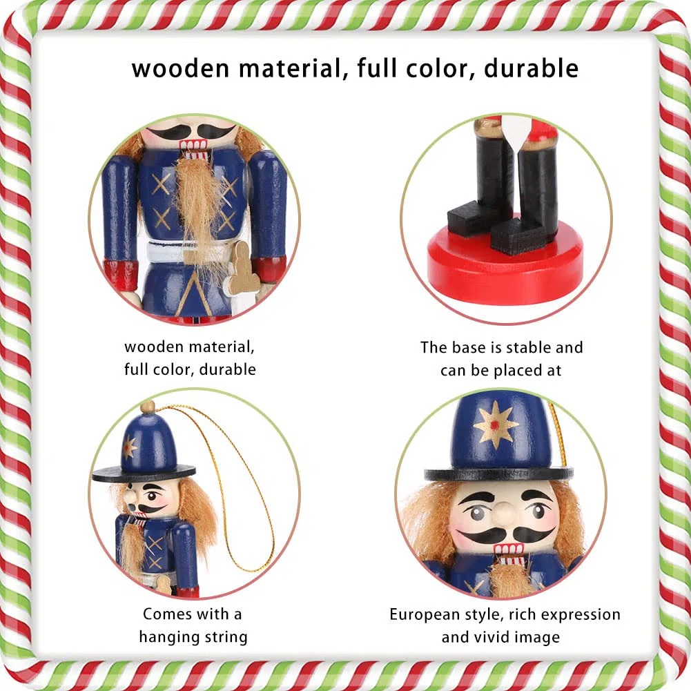 Cascanueces Tradicional de Navidad, 6 Piezas 13,5 cm Marioneta de Madera, Figura de Soldado, Decoración Colgante de Árbol de para el Hogar, Año Nuevo Regalos