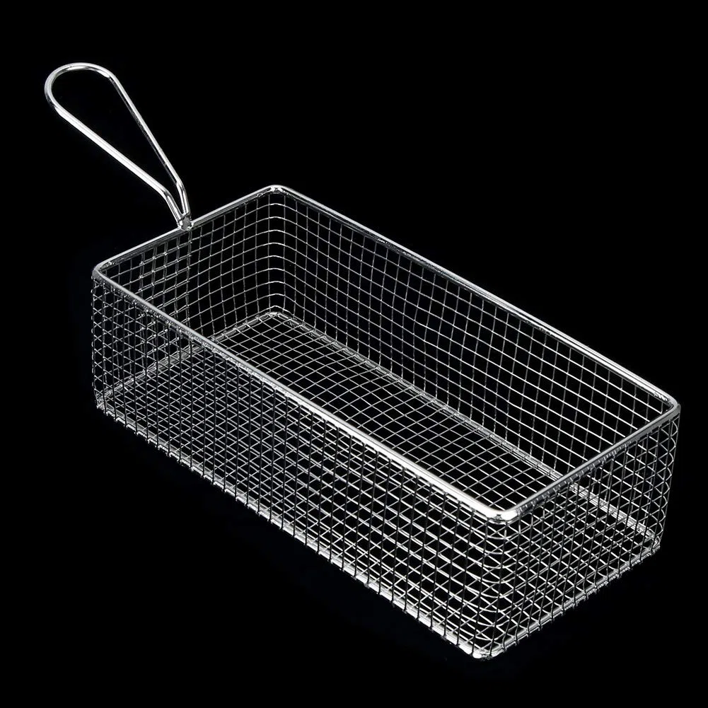 Nikou Cesta Freidora Mini, Mini Cesta de Acero Inoxidable para Patatas Fritas, Cesta para Freír Alimentos Fritos, 21,5x10,6x6,6cm, Herramienta de Cocina para Patatas Fritas y Aperitivos