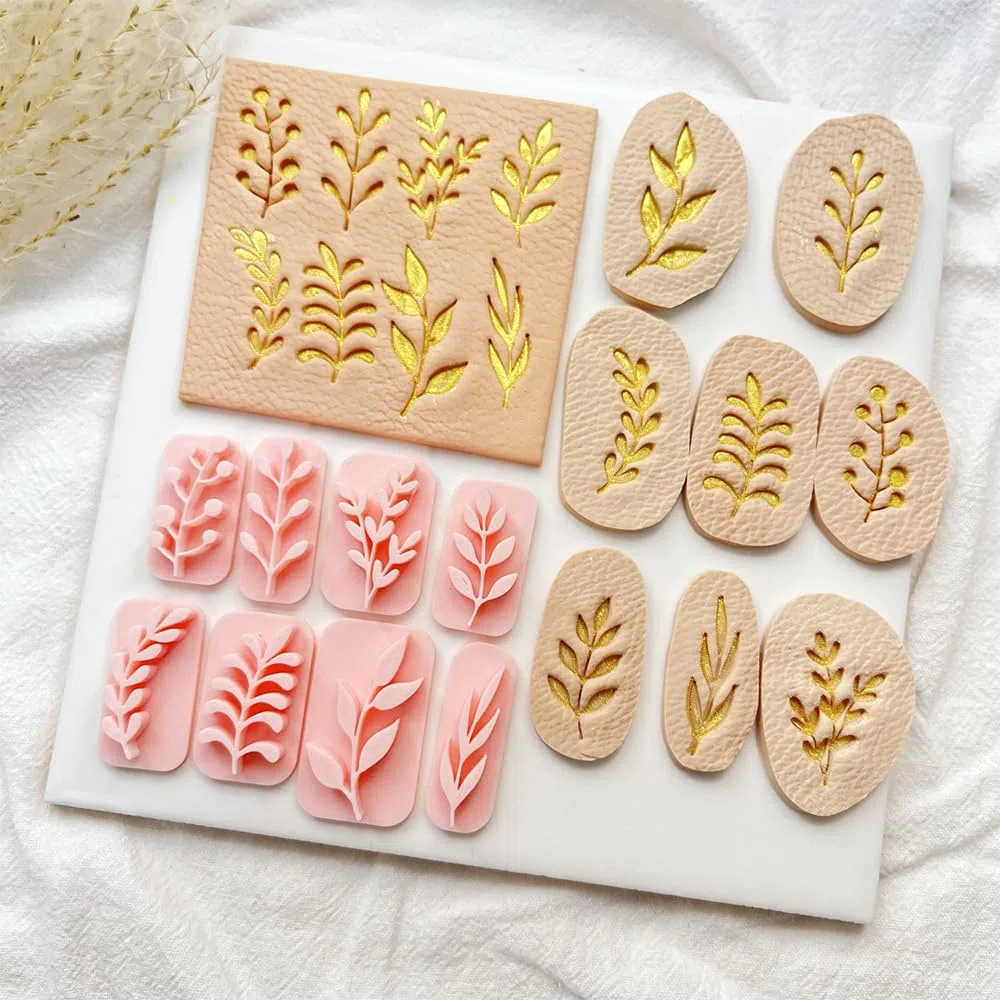 9 Cortadores Pendientes Arcilla Polimerica Forma de Hojas, Moldes de Arcilla Polimérica para Aretes, Sellos de Arcilla de Hojas para Pendientes de Bricolaje y Otras Joyas