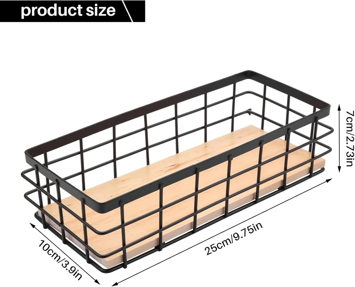 2 cestas de metal, organizador de cesta de baño negro, cestas de alambre colgantes de pared, apilables para cocina, aperitivos de frutas, baño, oficina