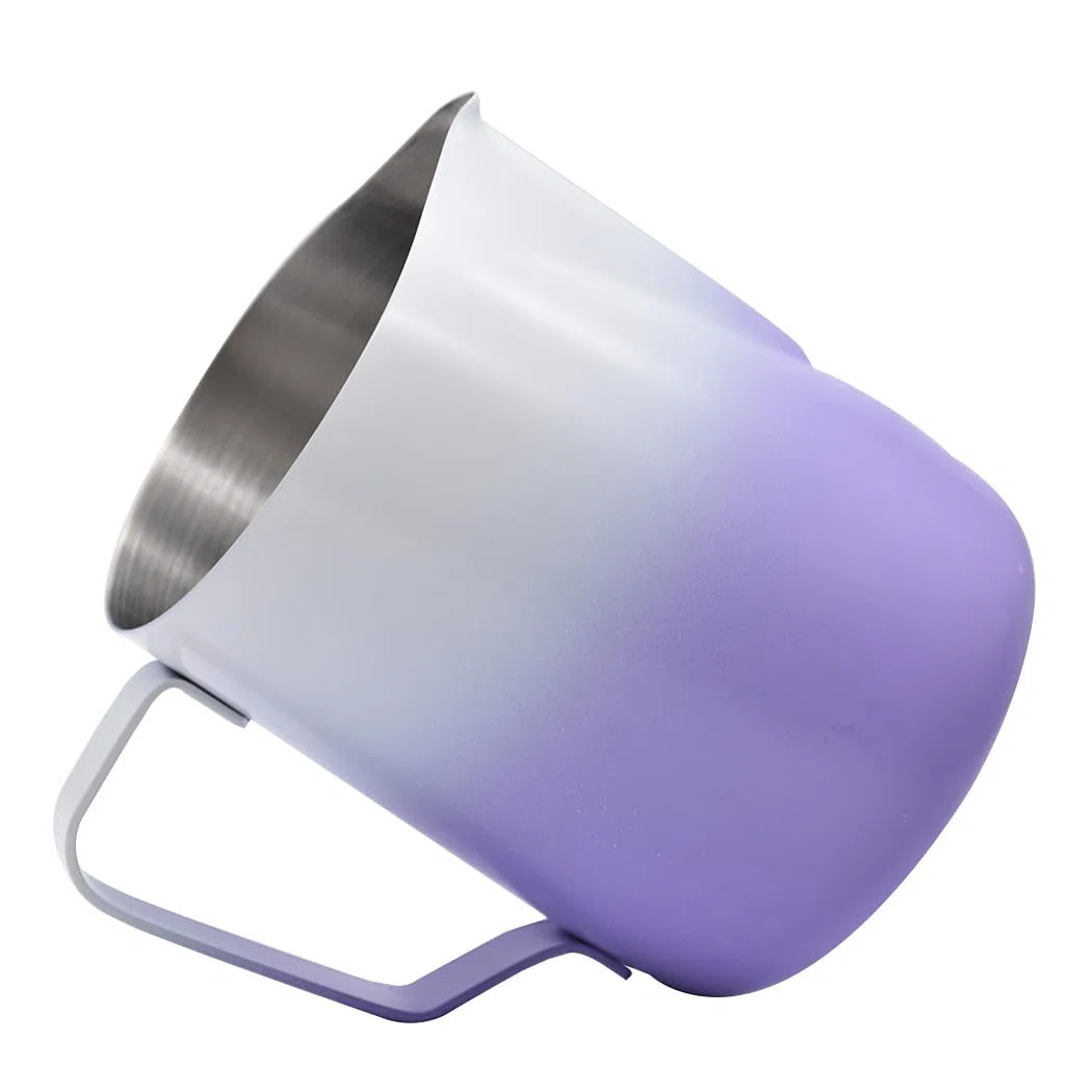 Jarra de acero inoxidable para cocinar al vapor, jarra de espuma para café, leche, jarra de vapor para café, jarra de vapor de café, morado, 20 onzas (600 ml)