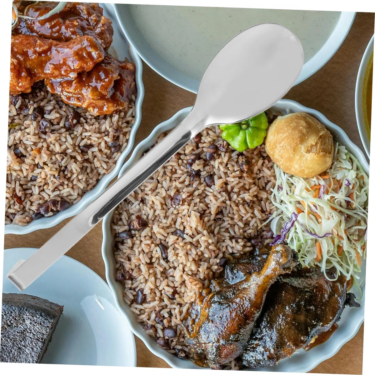 Cuchara Grande Resistente al Lavavajillas para Servir Buffet de Acero Inoxidable Diseño Ergonómico Adecuado para Cocina Doméstica y Comercial
