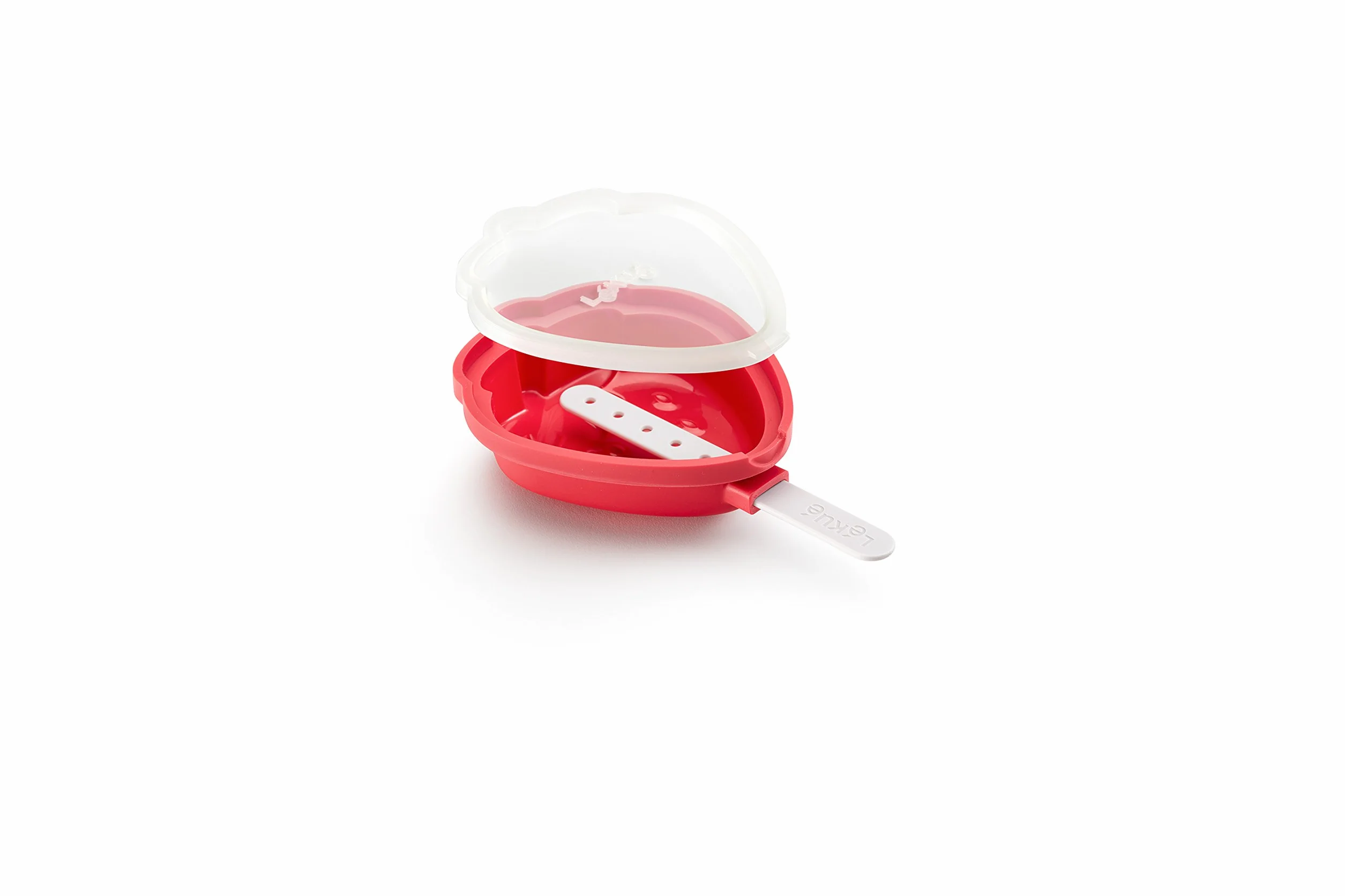 Lékué Pack de Moldes para Helados en Forma de Fresa, Silicona platino Rojo, 95 ml x 4 Unidades