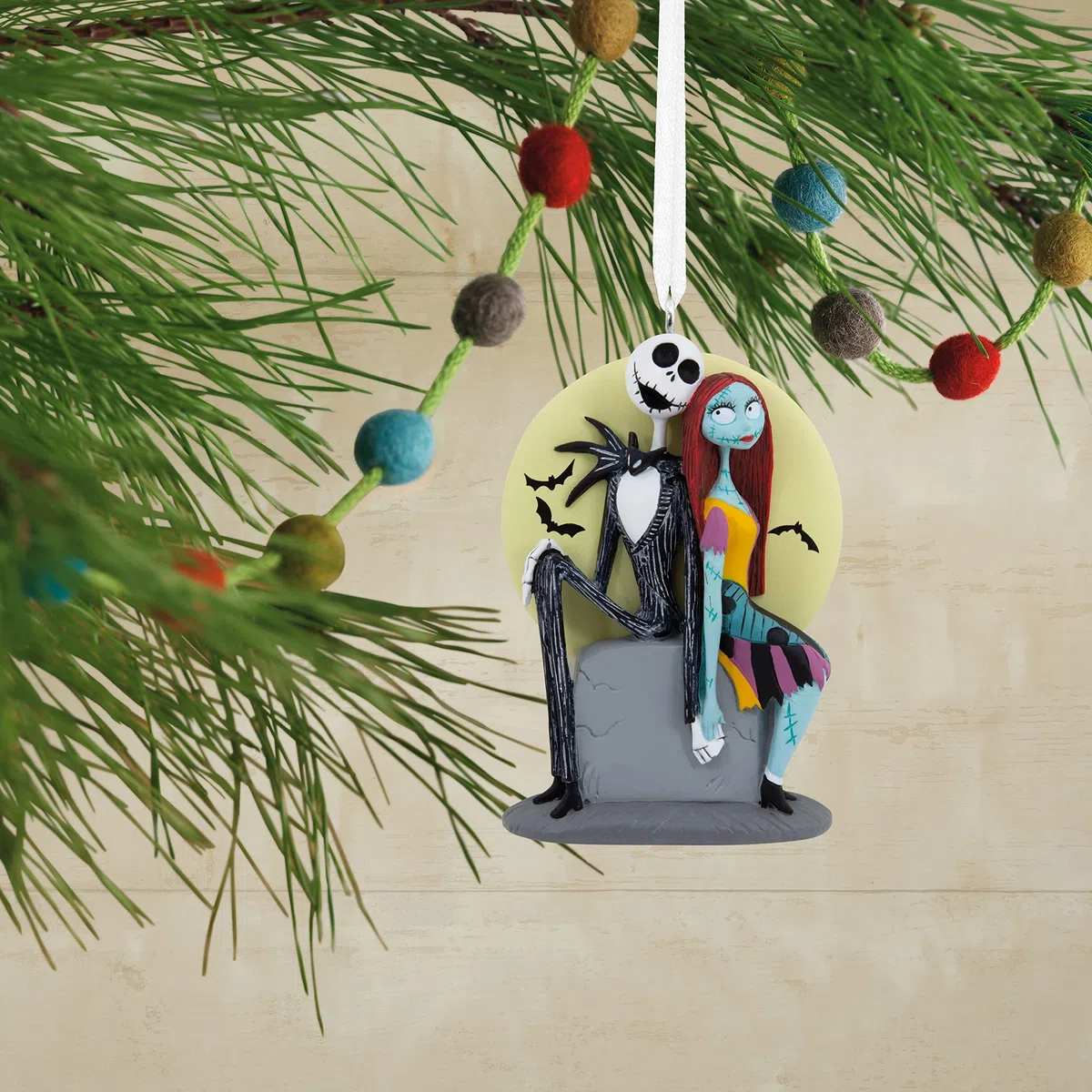 Hallmark Disney Tim Burton's The Nightmare Before Christmas Jack and Sally on Tombstone Christmas Ornament (0003HCM0845)