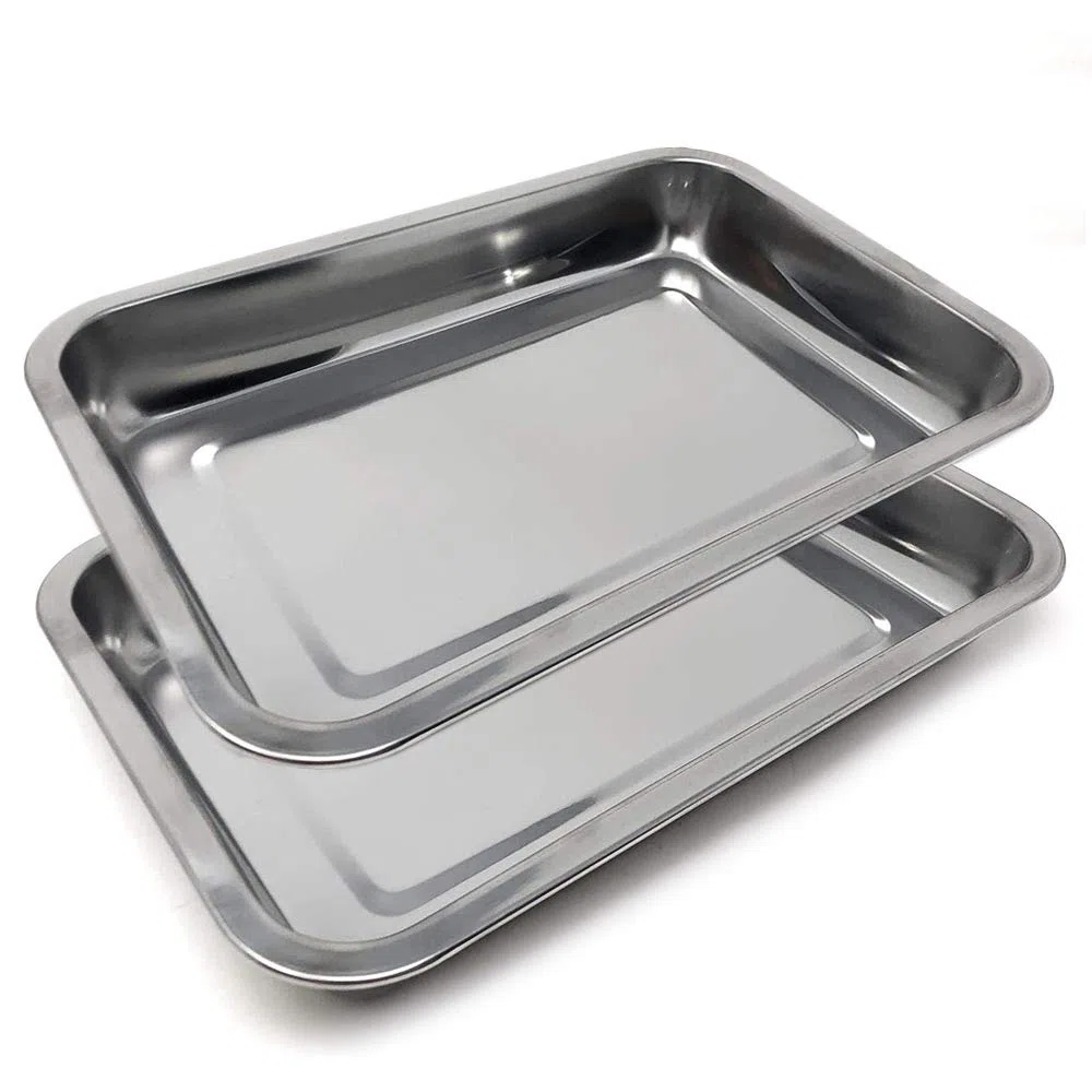 Juego de 2 Bandejas para Servir - Fuente Honda Rectangular - Acero Inoxidable - 40 x 30 cm