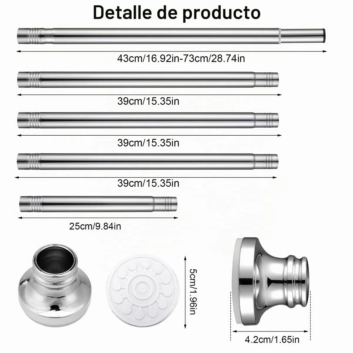 Barra tensora de acero inoxidable de 68-200cm extensible | Barra de cortina de ducha sin taladrar | Barra de cortina ajustable para baño, cocina y puertas de armario | Barra telescópica con red y tul