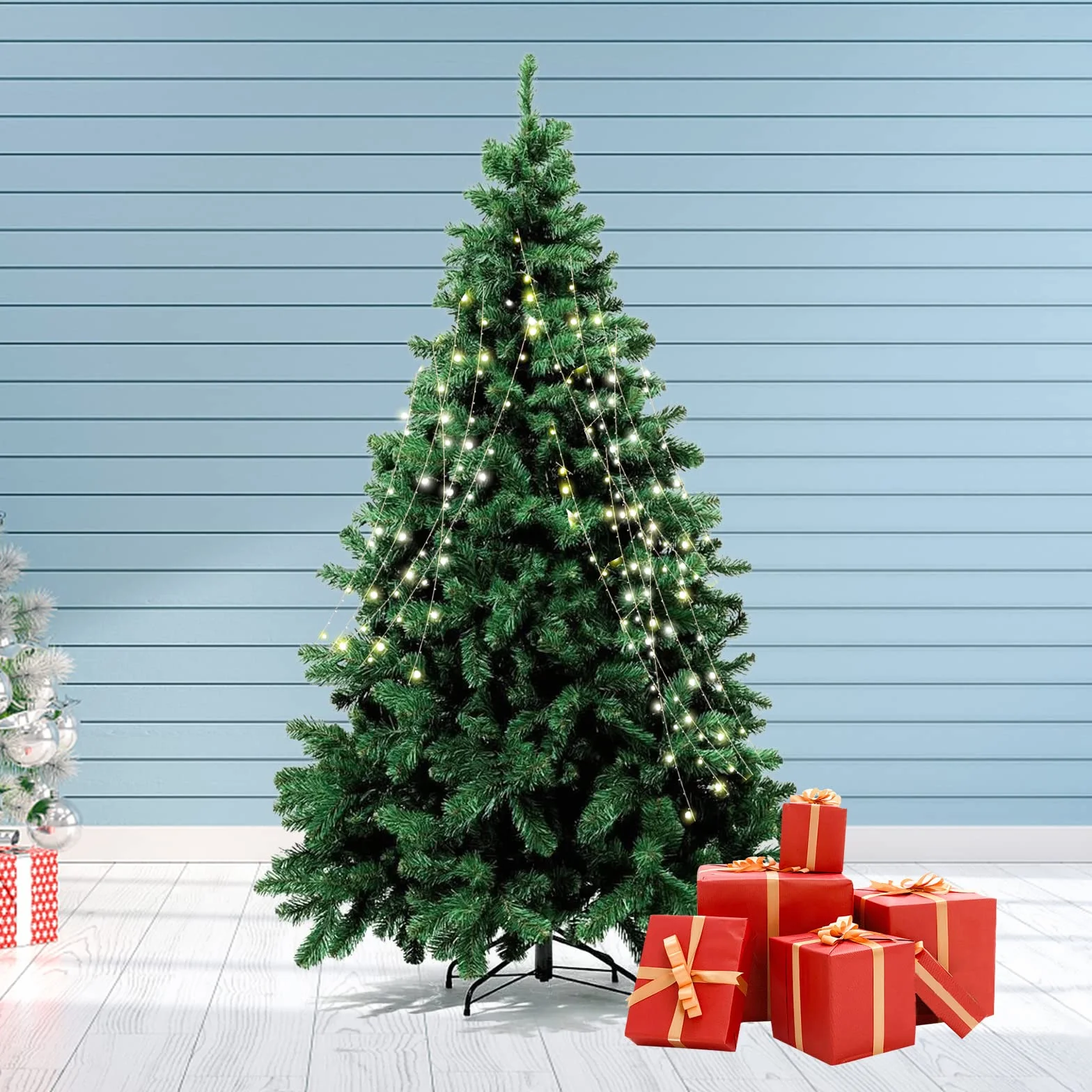 Hainue Soporte para árbol de Navidad, Estable 35 cm, Soporte de Metal con Patas de Goma, Tornillos Grandes, para decoración de Navidad, decoración para decoración de Navidad