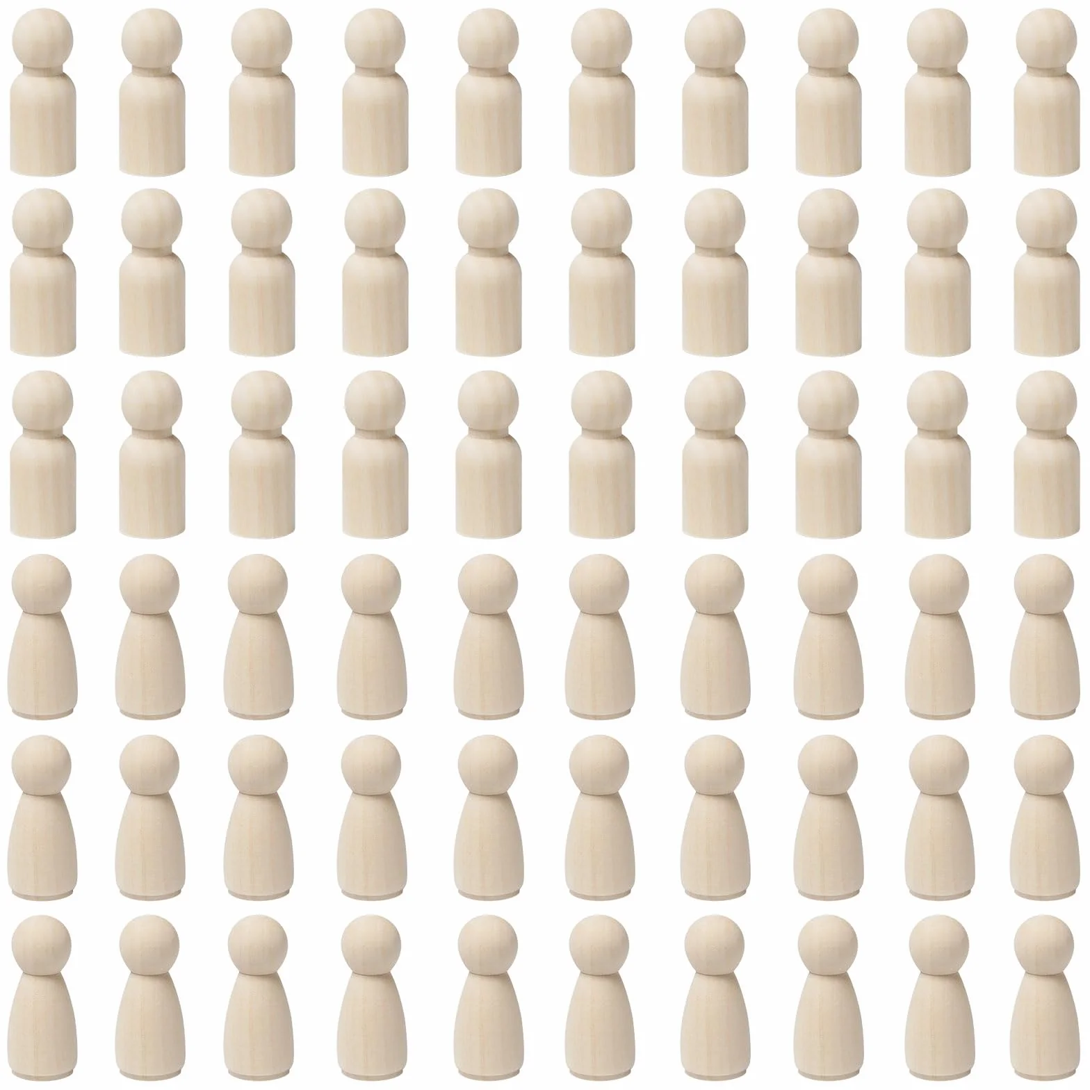 60 Piezas Pequeñas Figuras de Madera 43mm Clavijas Madera Muñecas para Manualidades Personas de Madera Sin Terminar para DIY Pintar y Colorear(30 Hombre y 30 Mujer)