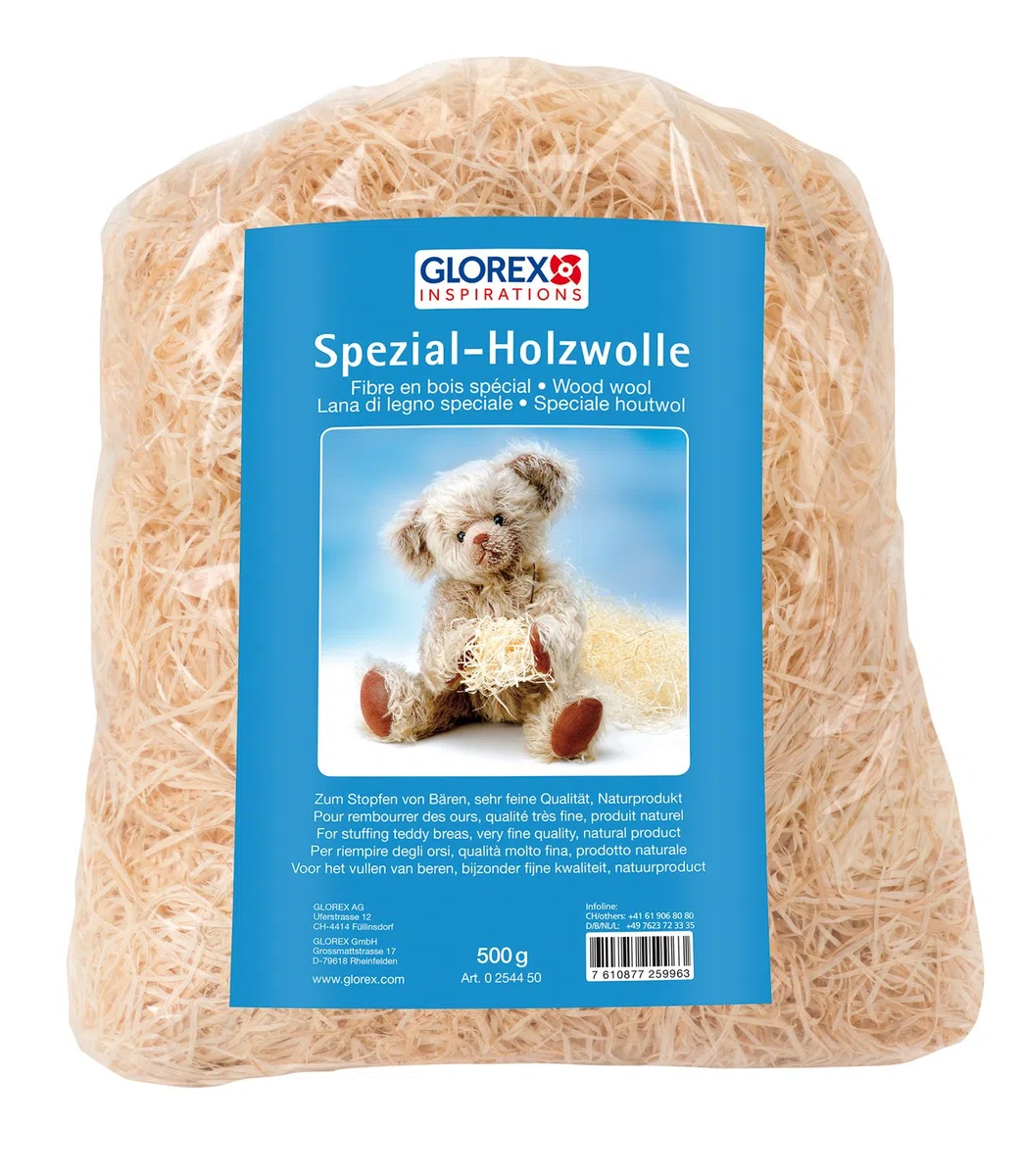 Glorex 0 2544 50 - Lana de Madera 500 g Calidad Fina sin Madera Tropical para Rellenar Ositos y Peluches