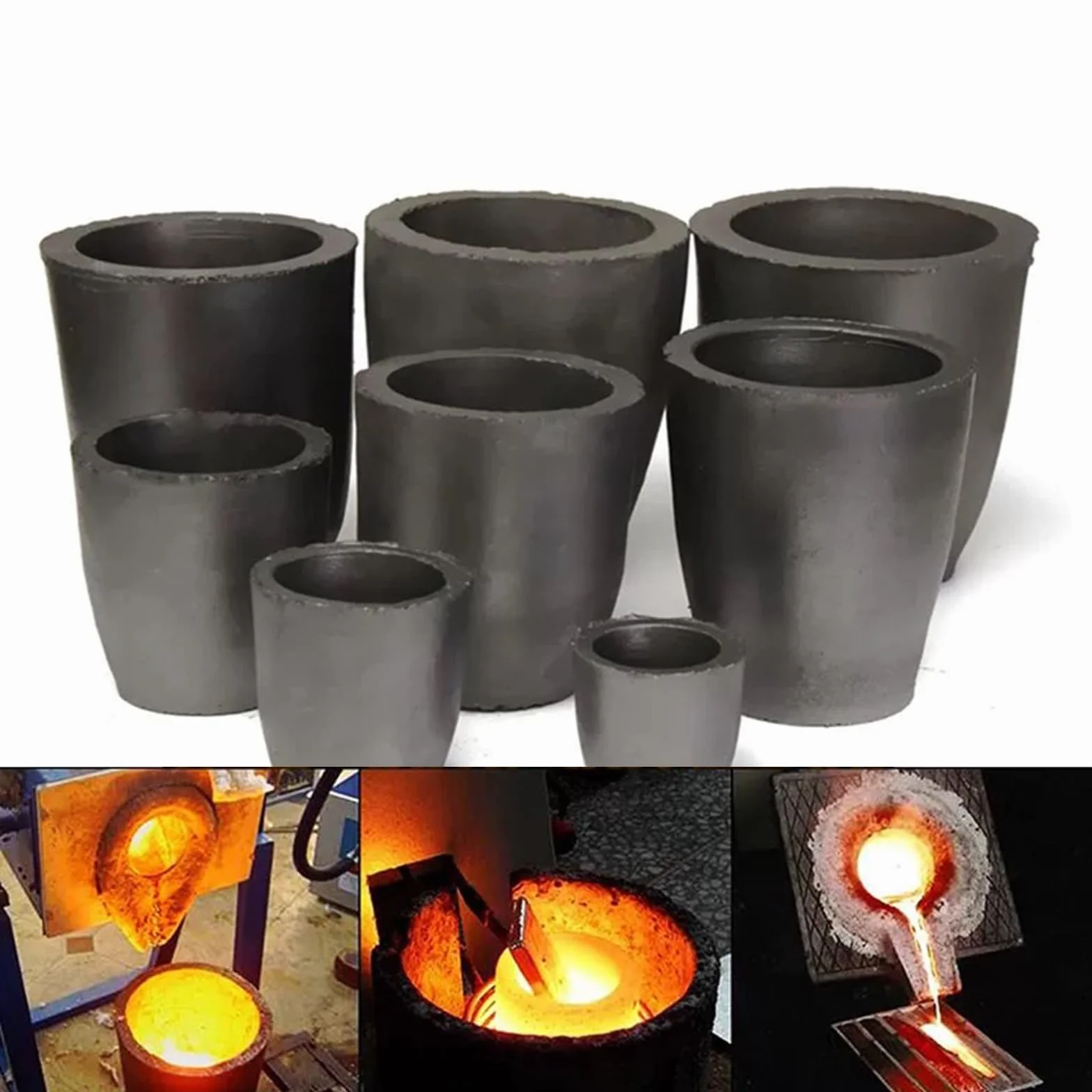 Molde de Fusión de Fundición de Grafito, Molde de Lingotes de Grafito para La Fusión de Metales Fundición Refinado Oro Plata Cobre Latón Aluminio (#4-2KG)
