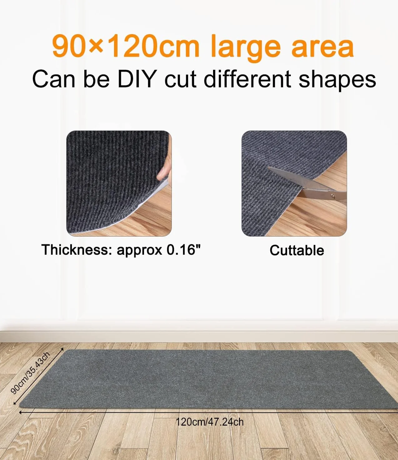 90 x 120 cm Protector Suelo Silla Ruedas, Gris Oscuro Antideslizante Protector Suelo, Alfombra Silla Ruedas, Alfombra Silla Gaming, Alfombrilla para Silla de Oficina, tapete de protección de baldosas