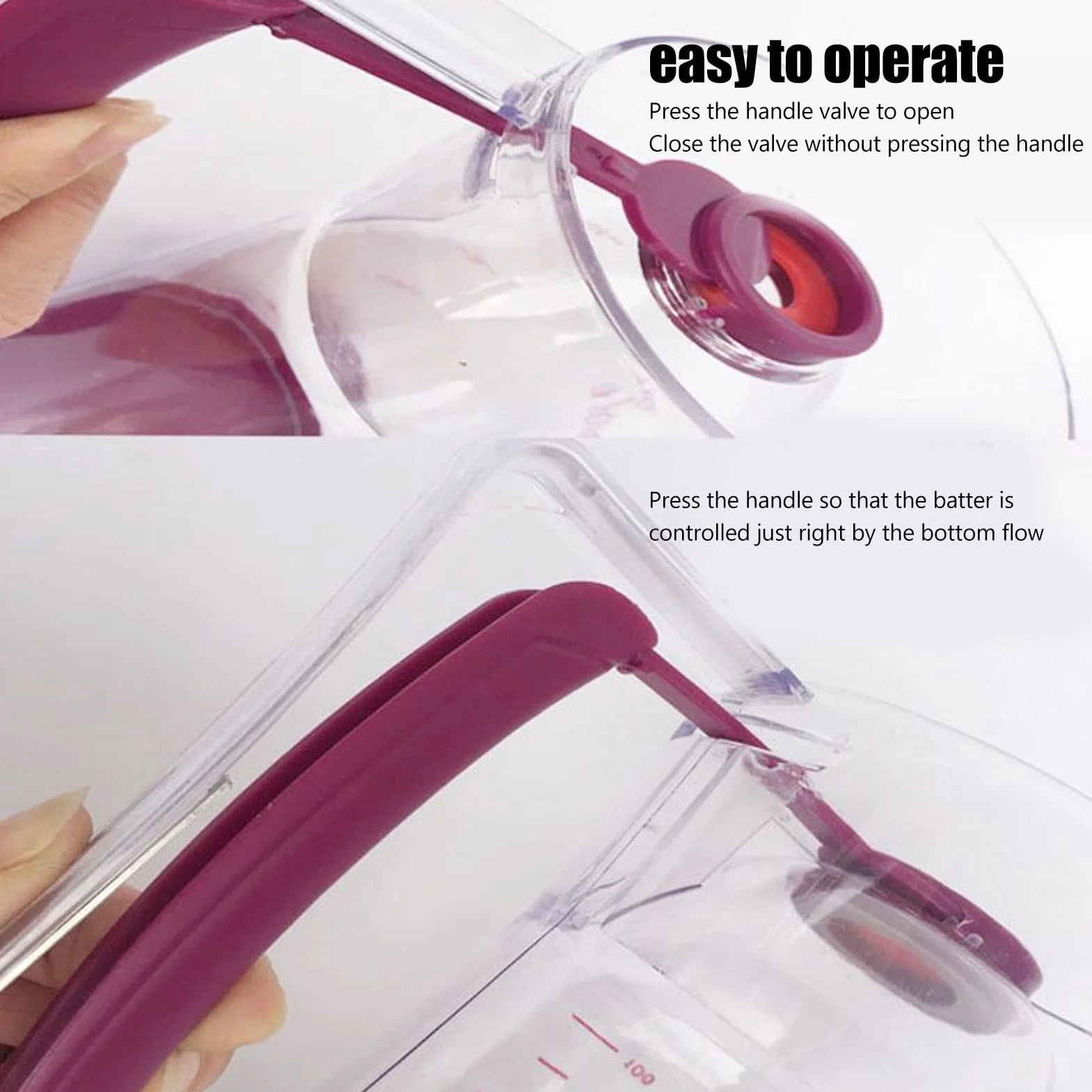 Cuchara para Masa Vesaneae con Tapa y báscula - Dispensador de Masa para Pasteles de 900 ml Dispensador de Masa para gofres Separador de Masa para panqueques para Magdalenas Panqueques