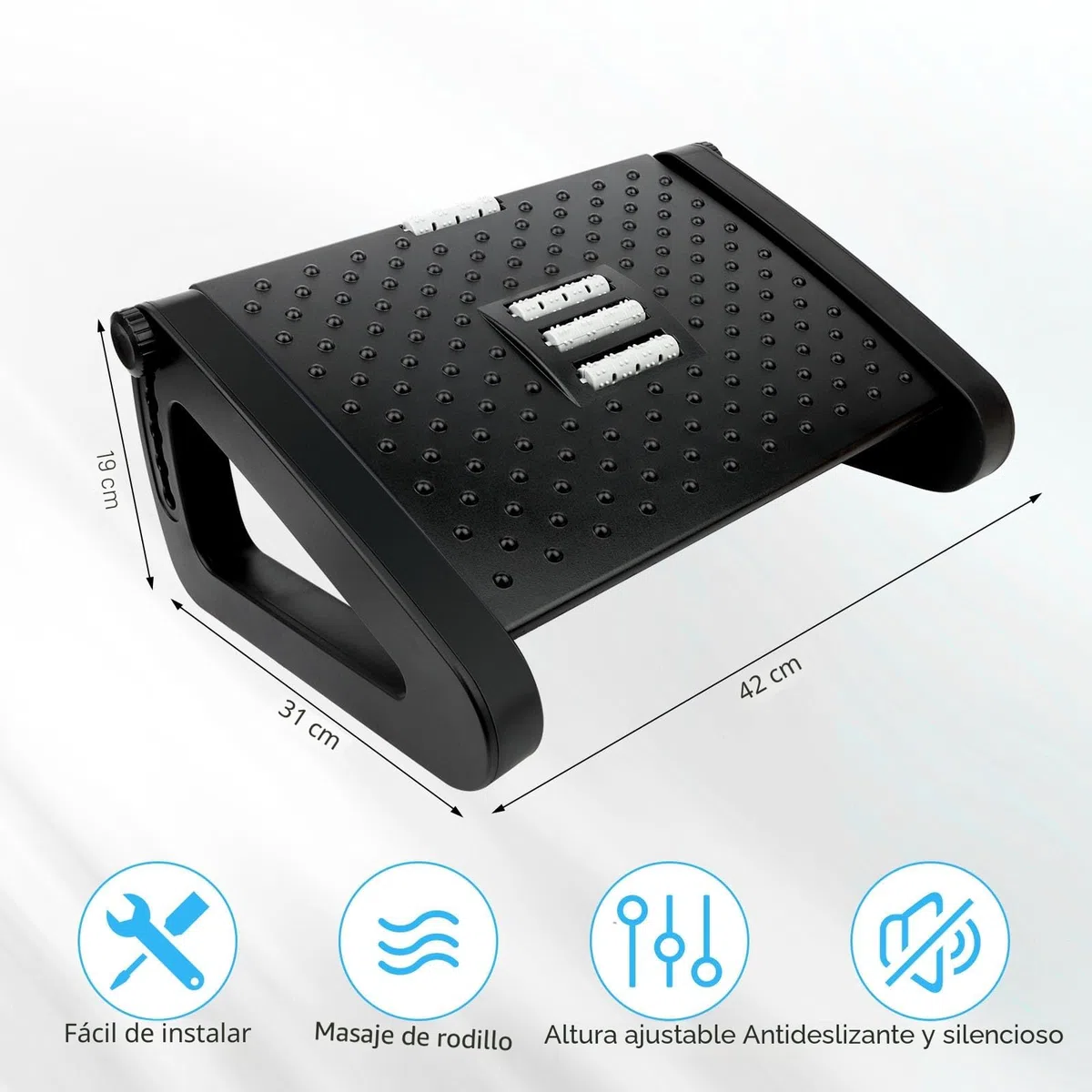 VFANDV Reposapies de Oficina, Reposa pies Reposa pies Reposapies Escritorio Reposapiés Ajustable en 6 Niveles, Reposapiés Ergonómico para Oficina, Hogar, Viajes, Negro