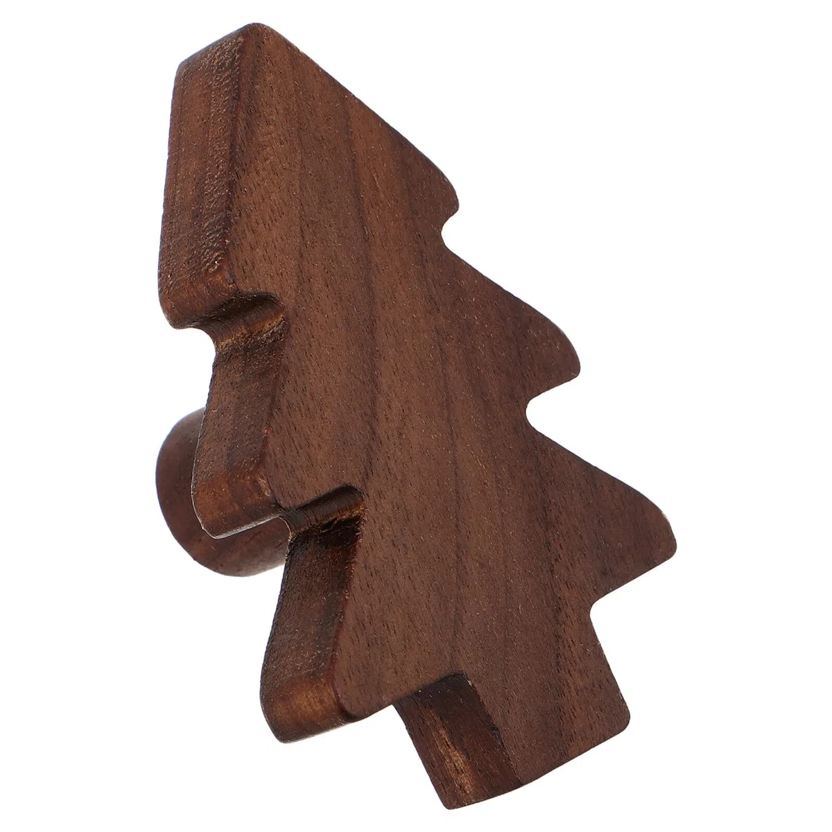 Cabilock Pomos de Madera para Armarios Infantiles en Forma de Árbol de Navidad Tiradores Decorativos para Cajones y Puertas Diseño Creativo y Seguro Acabado en Nogal Oscuro 3 Unidades