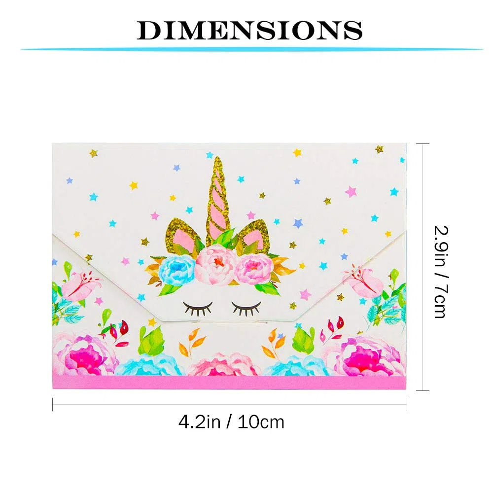 Yiran 16 invitaciones para fiestas de cumpleaños, unicornio, tarjetas de invitación para fiestas de cumpleaños infantiles, sobres estilo listo para escribir