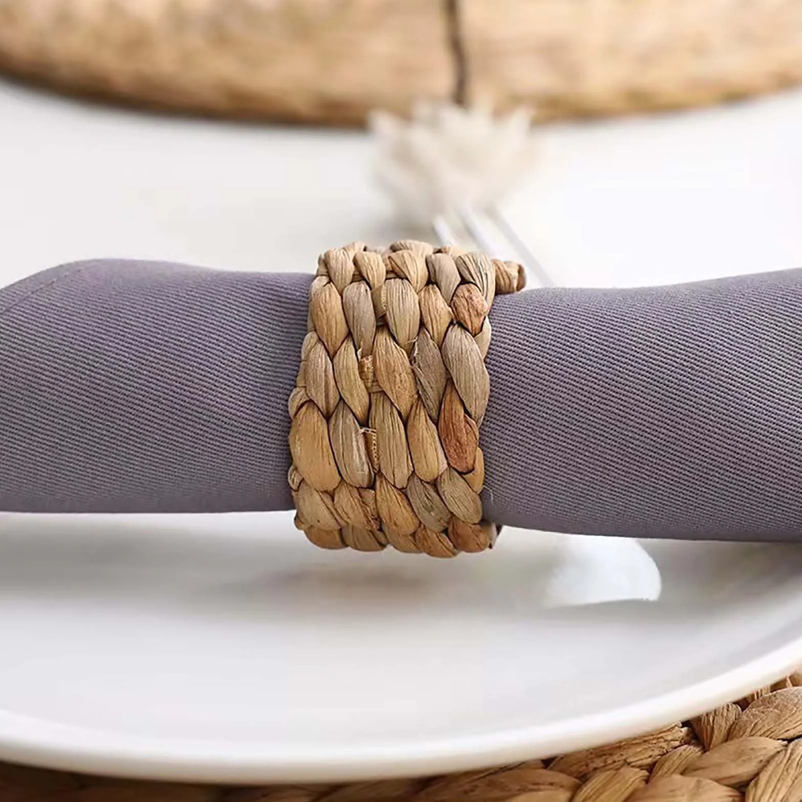 Juego de 12 servilleteros hechos a mano, servilleteros tejidos, servilleteros, hechos a mano, hebilla para comedor, aniversario
