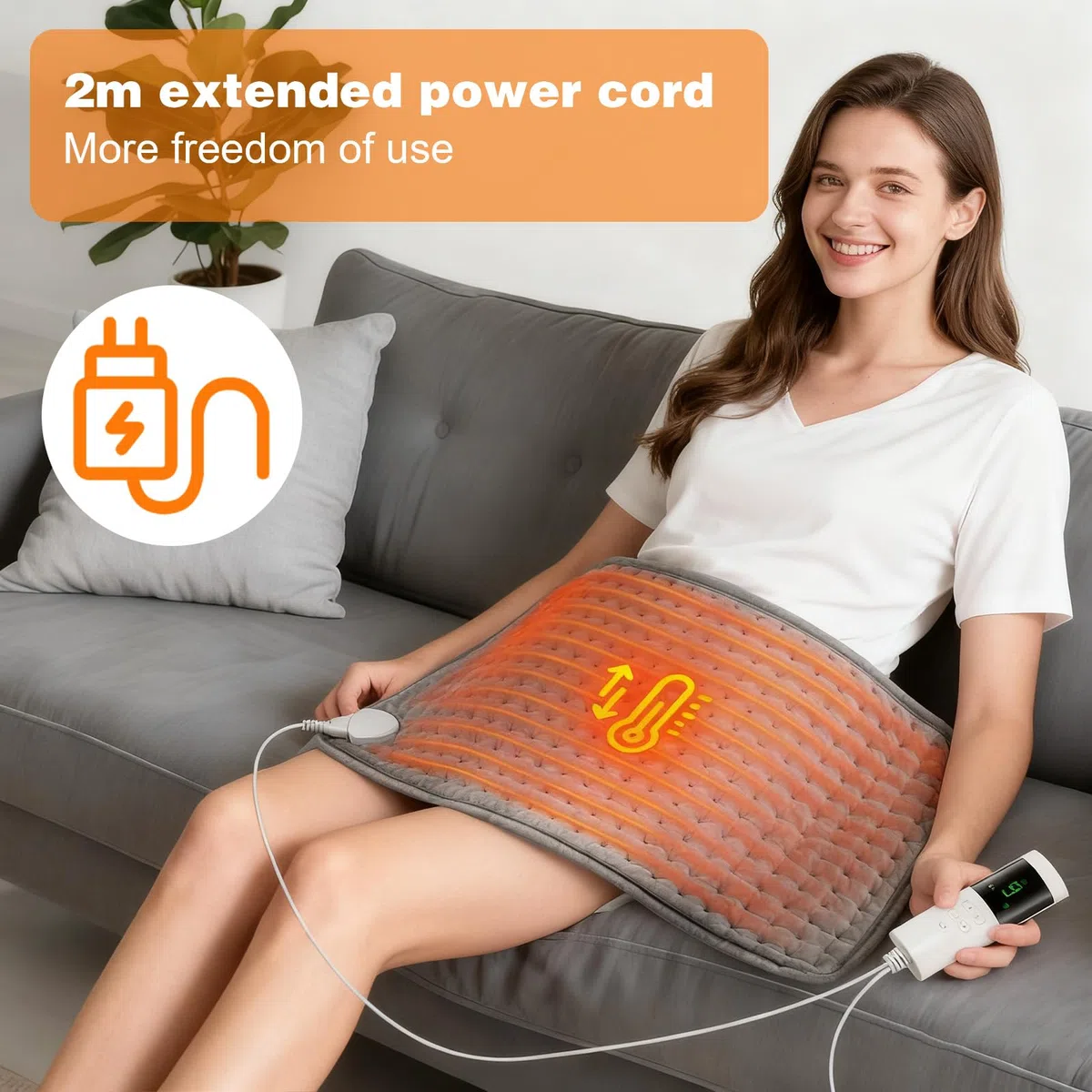 CAUTIOUS Almohadilla Electrica, 30x60cm, Manta Eléctrica 9 Configuraciones de Calor, 2 Temporizadores, Manta Eléctrica para Cuello, Espalda y Zona Lumbar, Lavable a Máquina Regalo para Mamá, Papá, Abu