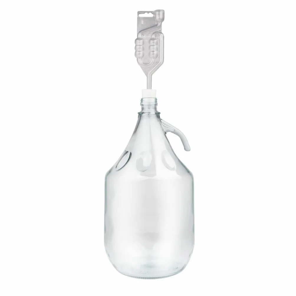 Set 5L Botella de Cristal para Vino con Tapón y Gärbehälter