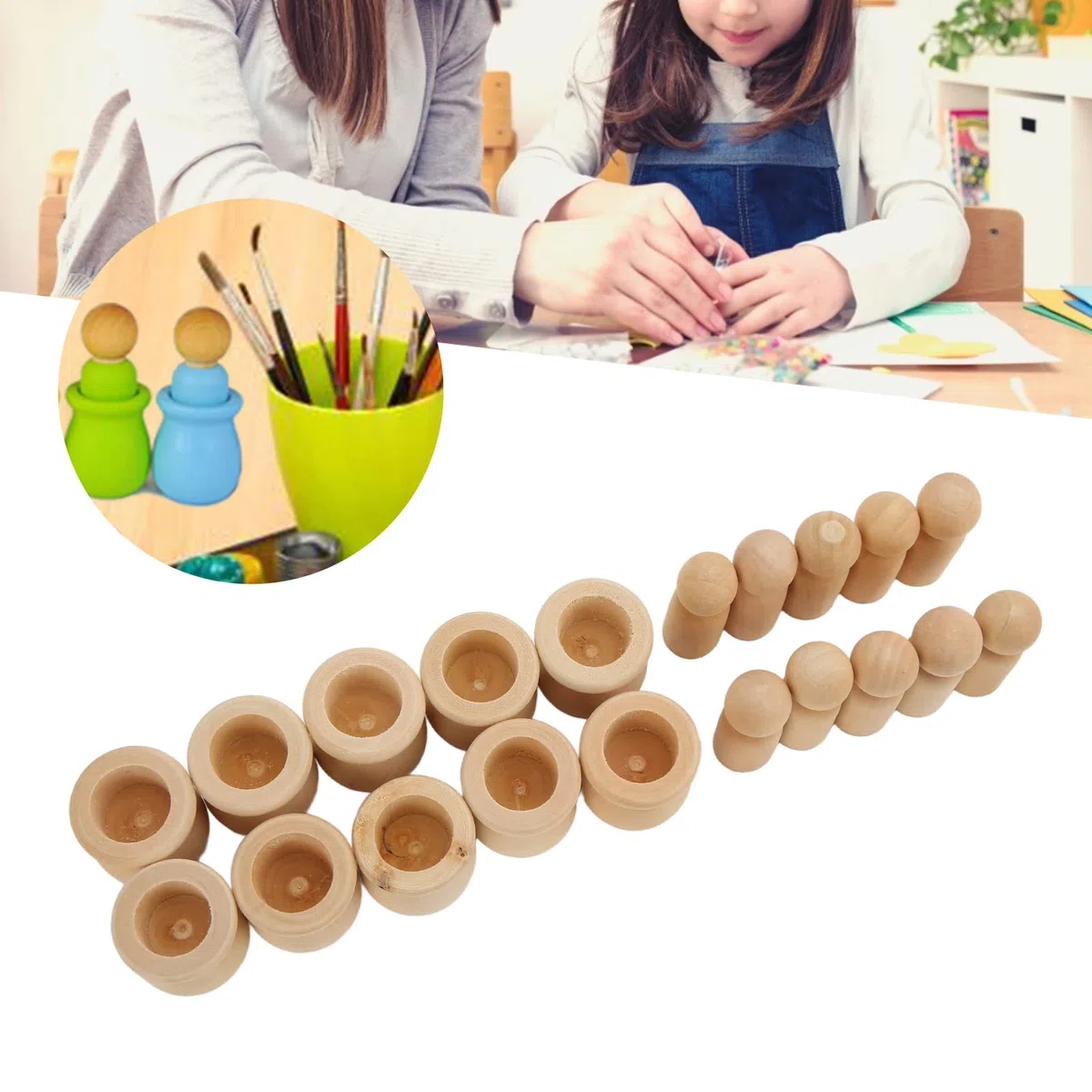 Muñecas con clavijas de madera Personas con clavijas Cuerpos de muñecas Figuras de madera Muñecas con clavijas decorativas Personas para niños DIY Arte Artesanía Personalización Creatividad