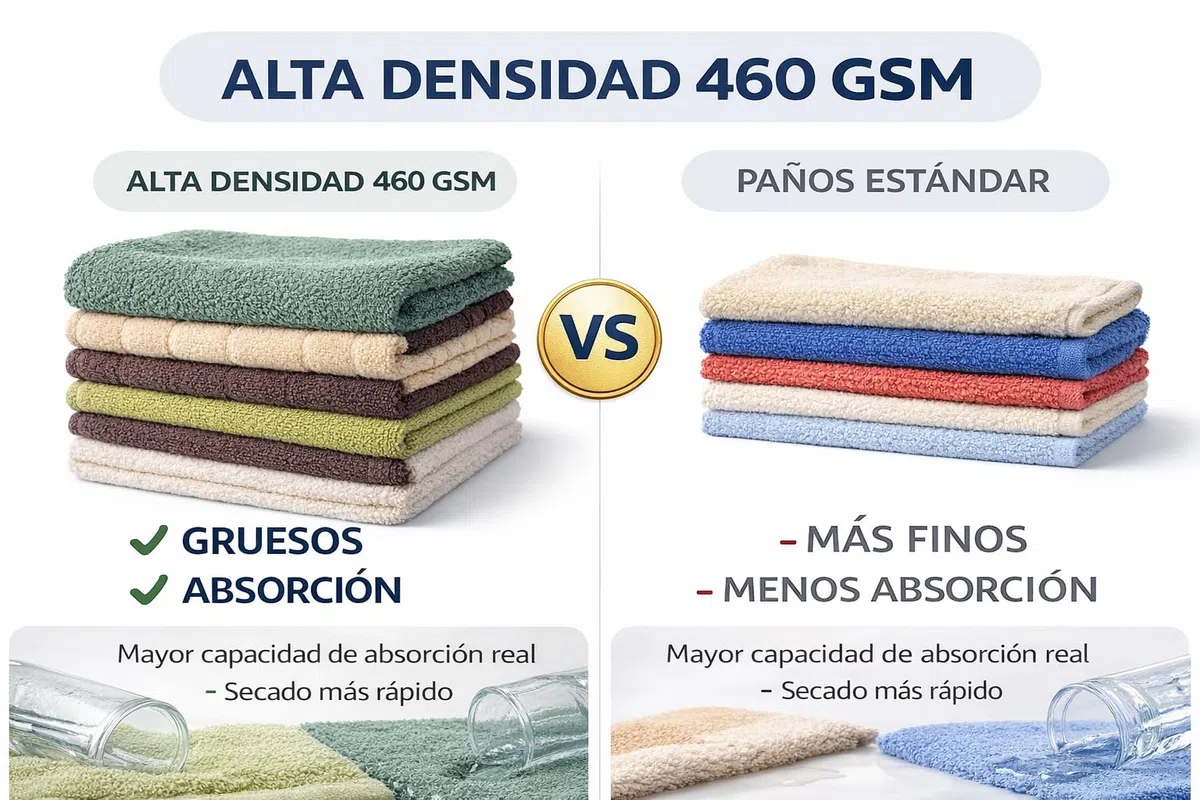 Genérico Paños de Cocina de Rizo 100% Algodón – Pack de 6 (50x50 cm) – 460 gsm Alta Densidad – Alta Absorción – Uso Profesional – Colores Surtidos