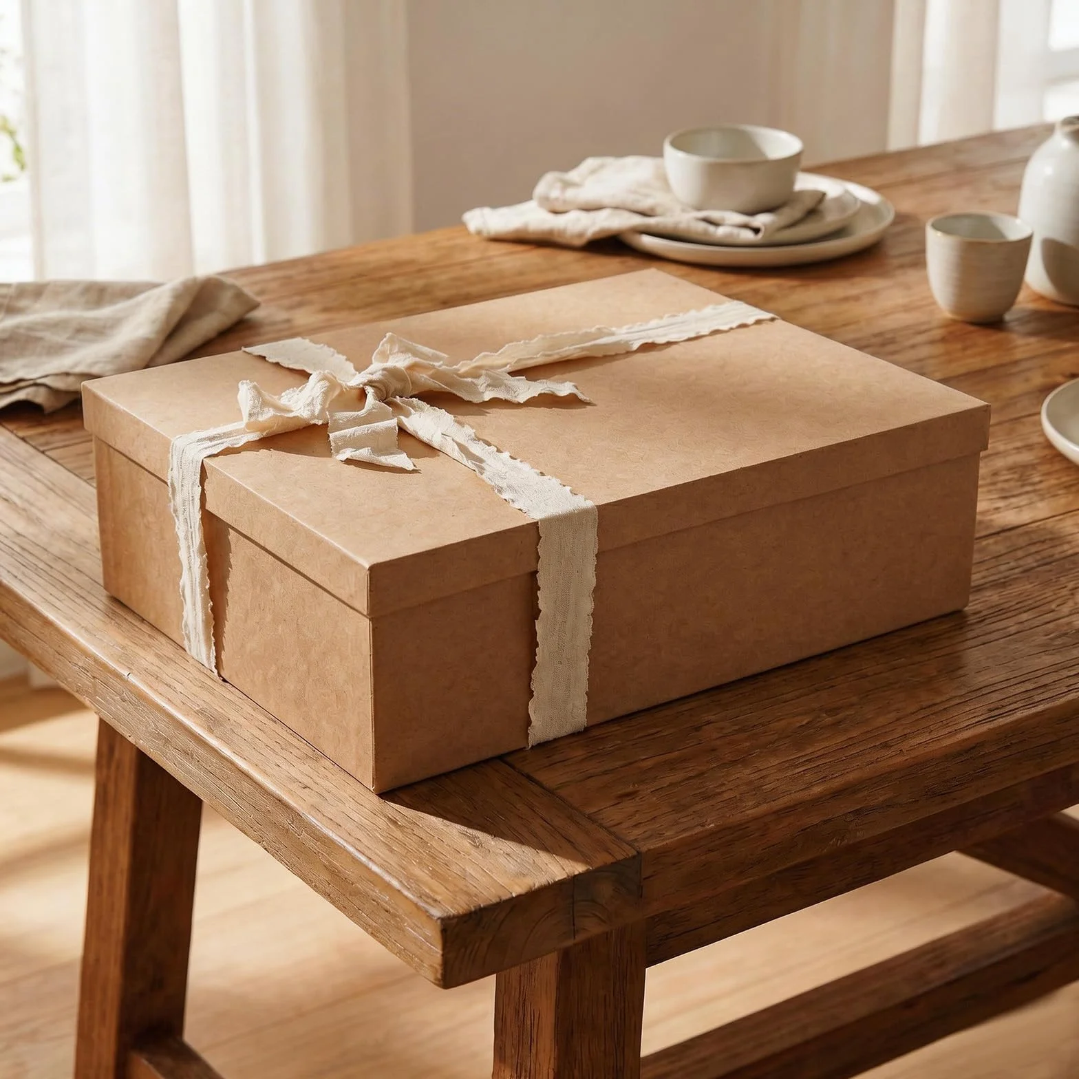 Tekhoho Caja de Regalo Grande Kraft 44x33x14cm, Caja de Regalo Rectangular Premium con Tapa para Presentes, Empaque de Regalo Navidad Boda Cumpleaños Fiesta, Estilo Rústico.