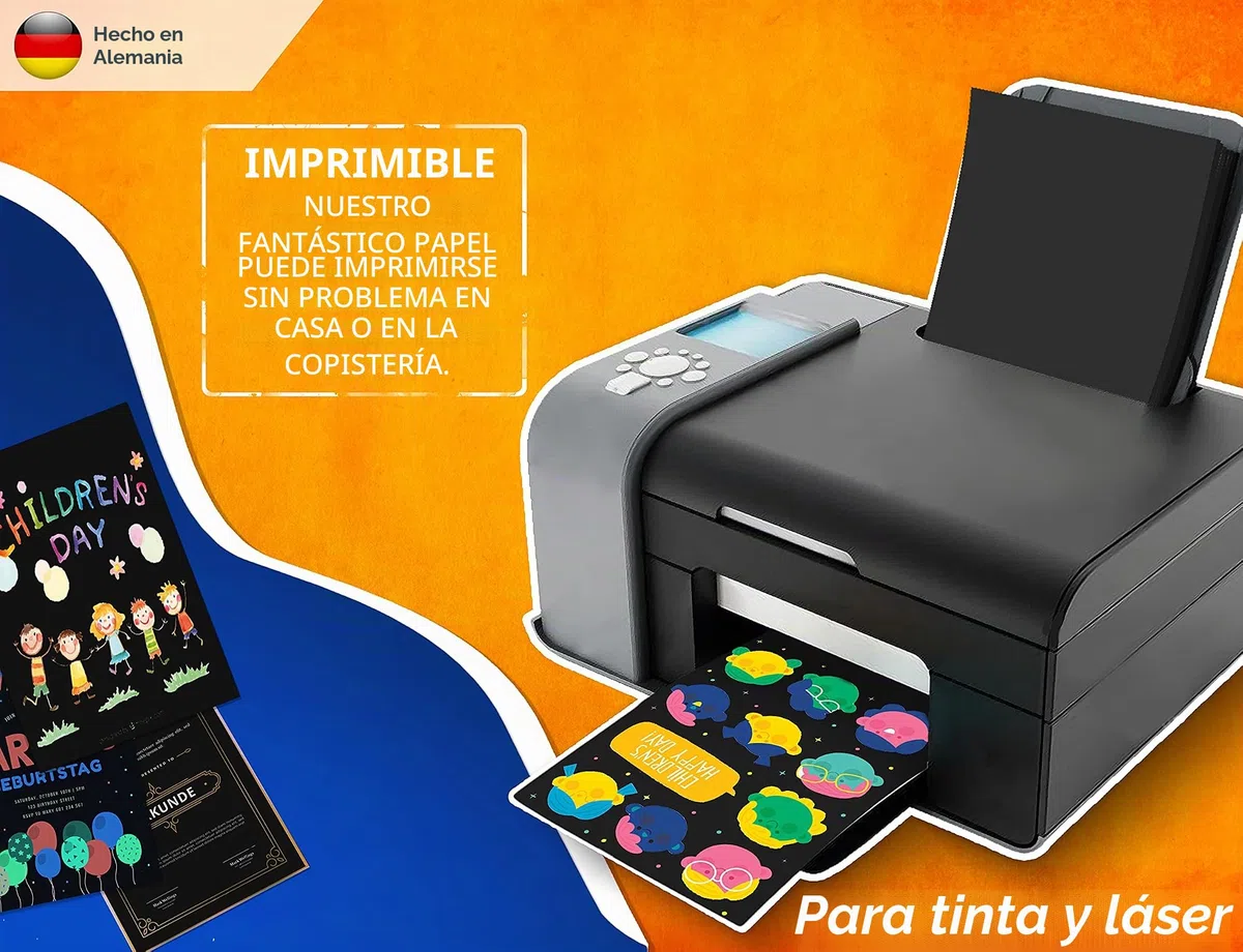 50 Hojas de Cartón Negro Para Manualidades, 300 g/m², Papel Prémium DIN A3, Sin Impresión Para Fotografía, Presentaciones, Cartones