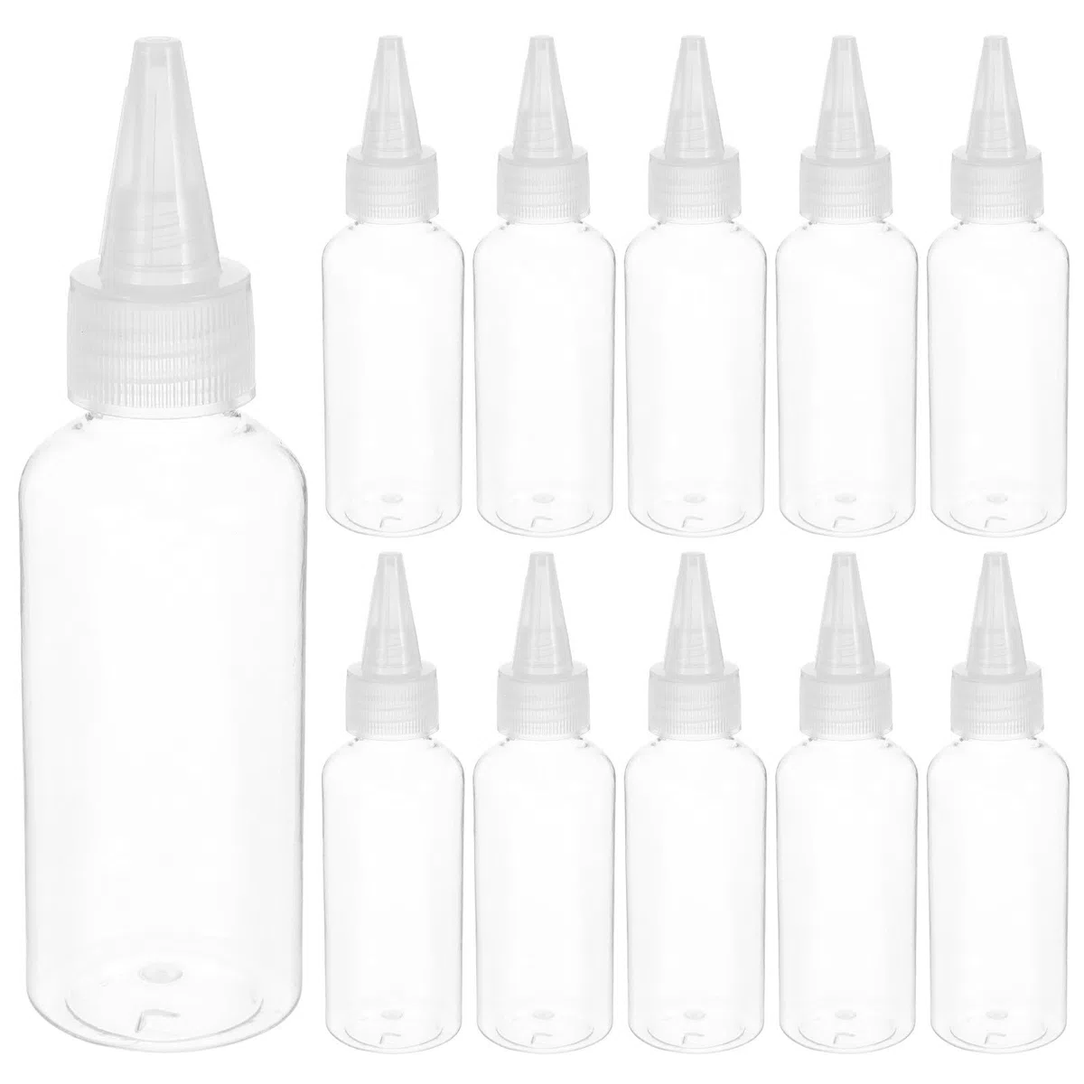 30 Botellas de Plástico Reutilizables de 60 Ml con Boca Puntiaguda, Exprimibles y Portátiles para Dispensar Lociones y Condimentos Líquidos