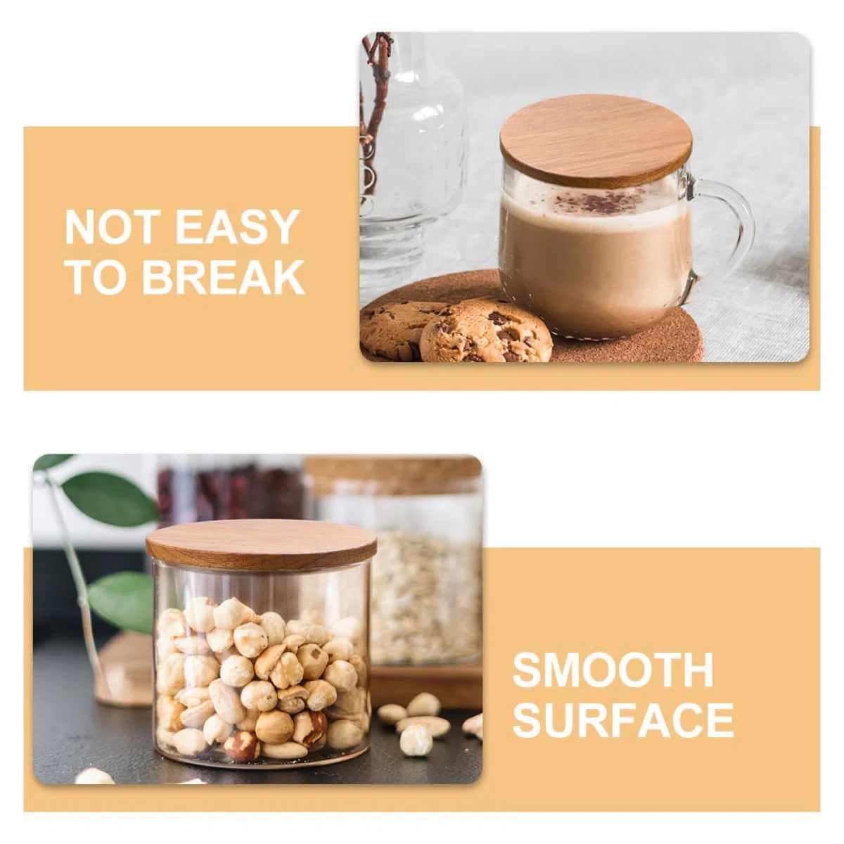 Tapas de Madera para Vasos de Vidrio y Cerámica 4 Unidades Redondas de Madera de Acacia 85 CM Fundas Reutilizables Multiusos para Tazas Cubiertas para Decoración y