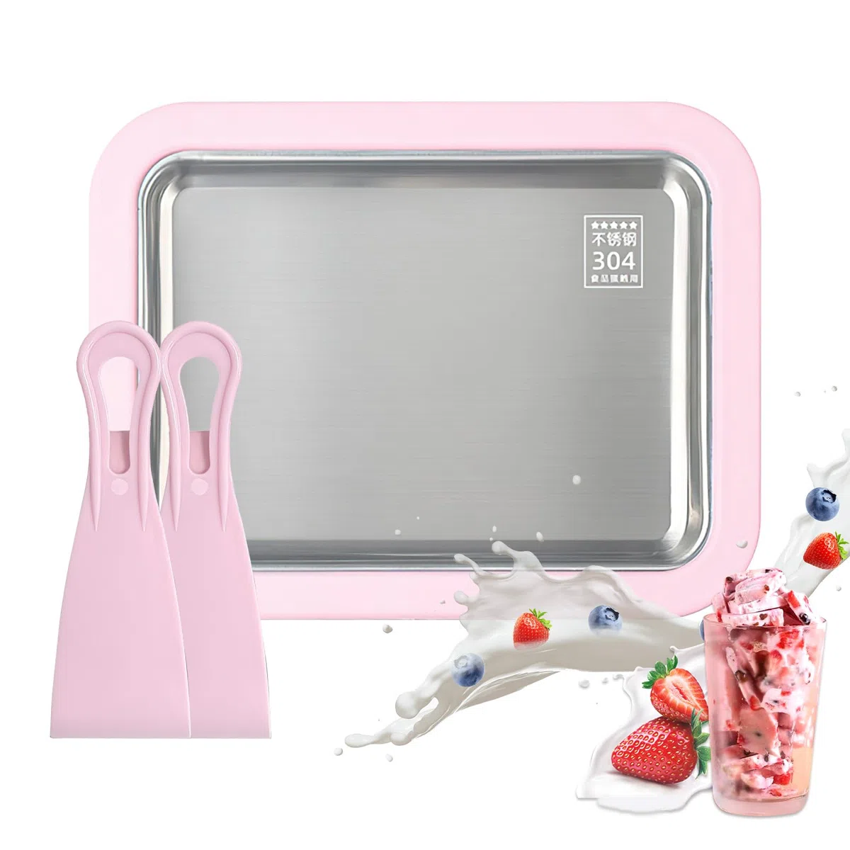 ZoneYan heladeras hacer helado, maquina hacer helados, maquina de hacer helados, maquina helados soft, ice cream maker, (Rosa)