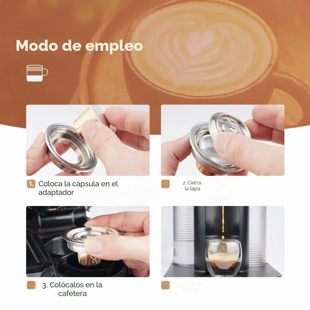 Adaptador de cápsulas de café reutilizable compatible con Delonghi-ENV135, VertuoLine-GCA1, BENFUCHEN soporte convertidor de acero inoxidable para máquina Vertuo, elaboración de sabor de café