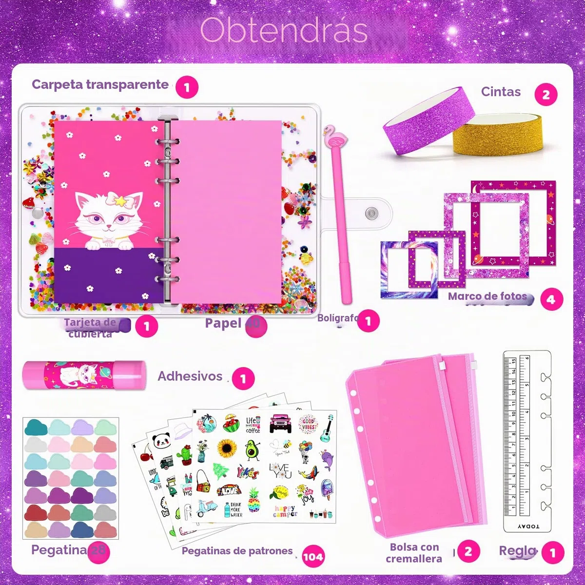 Aocii Kit de diario de bricolaje para niñas, regalos para niñas de 6 a 14 años, conjunto de suministros para álbumes de recortes y diarios