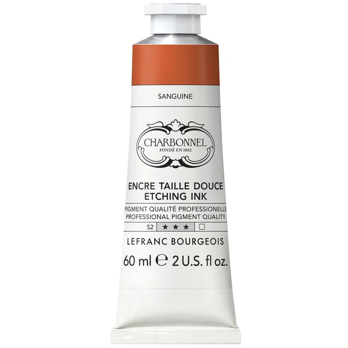 Lefranc Bourgeois Colores de impresión de cobre de carbonnel, alta pigmentación, excelente resistencia a la luz, vegano, colores vivos, resistente al envejecimiento, tubo de 60 ml - Sanguine