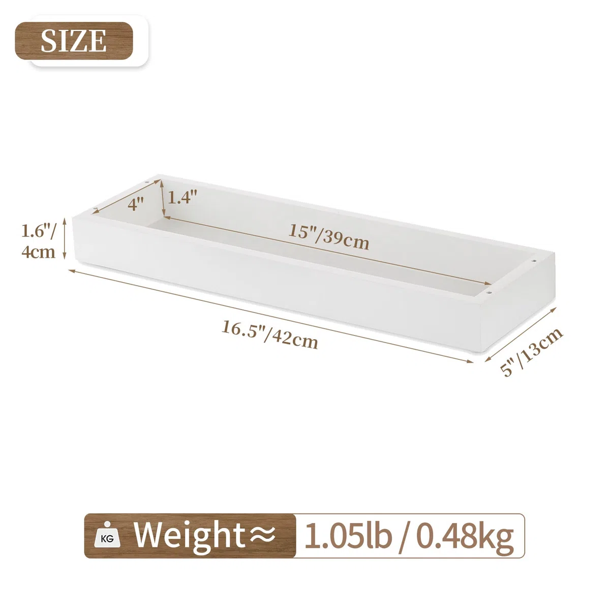 Hanobe - Bandeja de Madera para Servir, Rectangular, Estrecho, Decorativo, café, Platos y bandejas, Moderna, Blanca, pequeña Mesa, sin Mango, Bandeja de Madera de Vela para Cuarto de baño