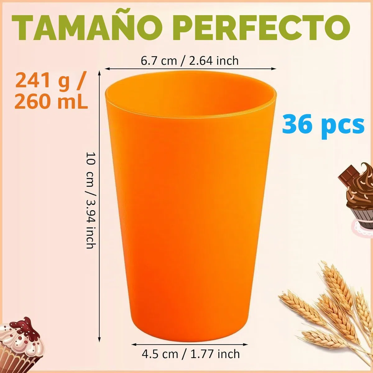 KAHEIGN 36 Piezas Vasos de Plástico Reutilizables, 250ml Vasos de Plástico para Niños Vasos Duraderos para Cocina Exterior Fiestas Picnics Barbacoa Viajes (6 Colores Brillantes)
